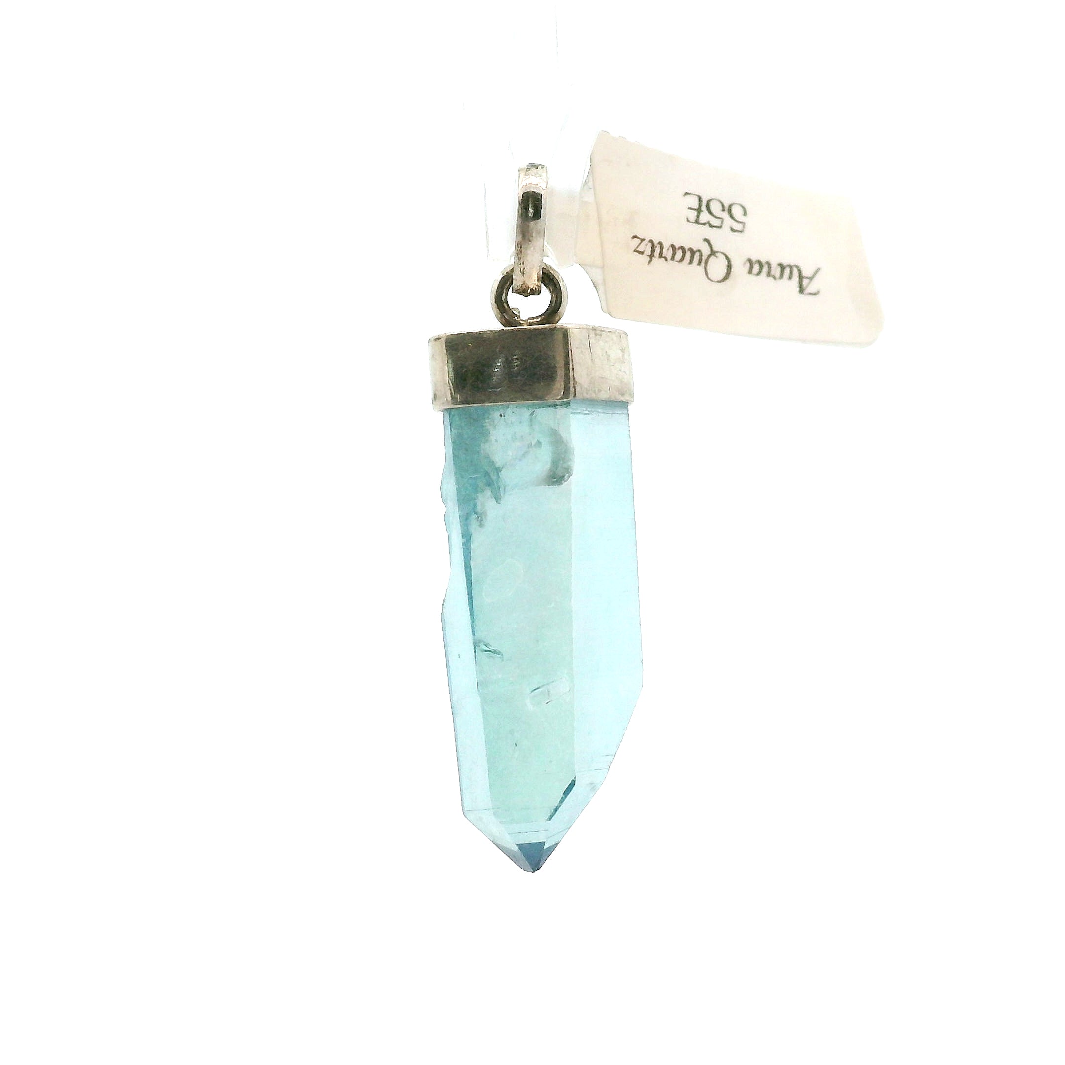 Aqua Aura Quartz Point Pendants .925 Silver for Love, Connection with Angels and Spirit Guides