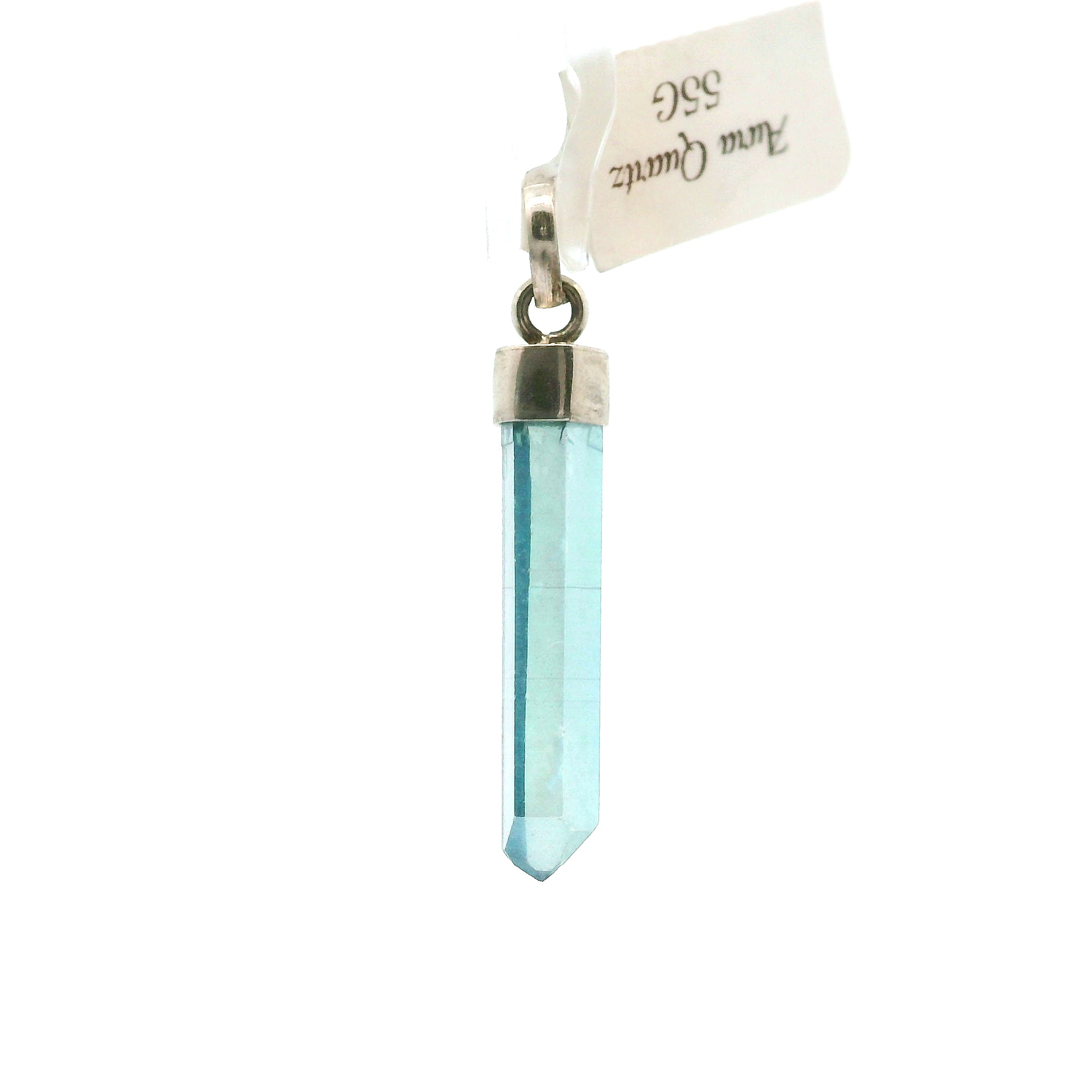 Aqua Aura Quartz Point Pendants .925 Silver for Love, Connection with Angels and Spirit Guides