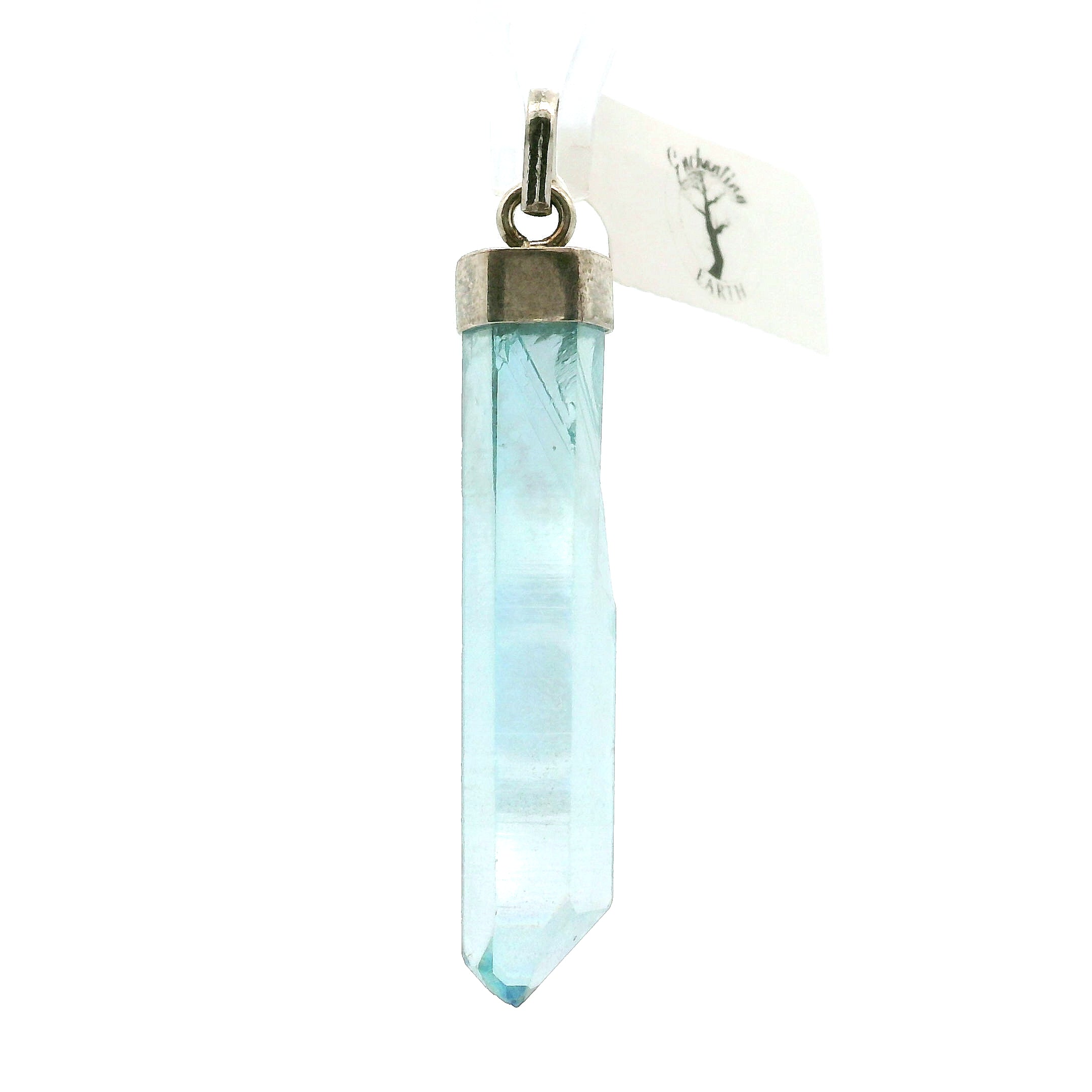 Aqua Aura Quartz Point Pendants .925 Silver for Love, Connection with Angels and Spirit Guides
