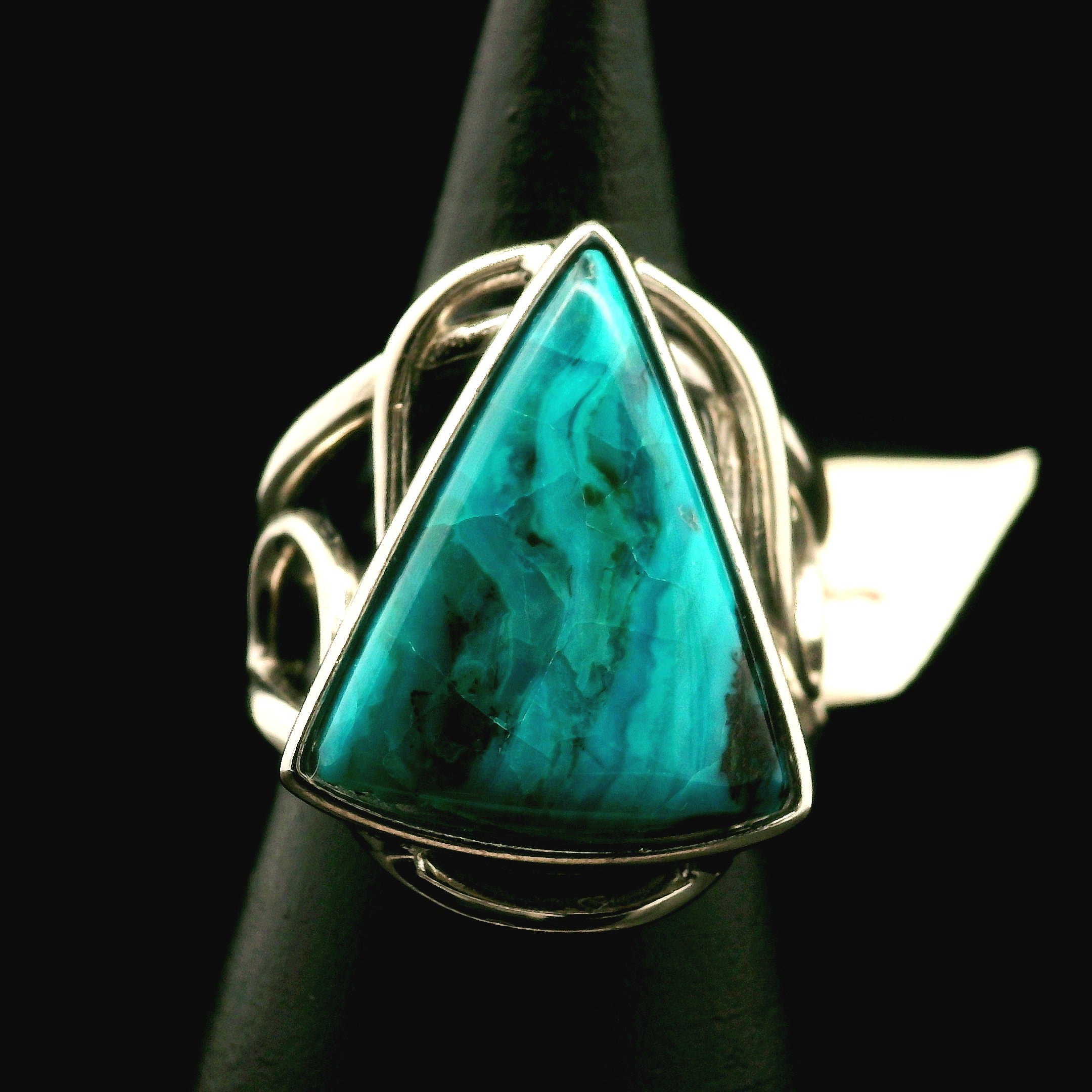 Blue Opal Cuff Ring .925 Silver for Encouraging Surrender to the Divine Will