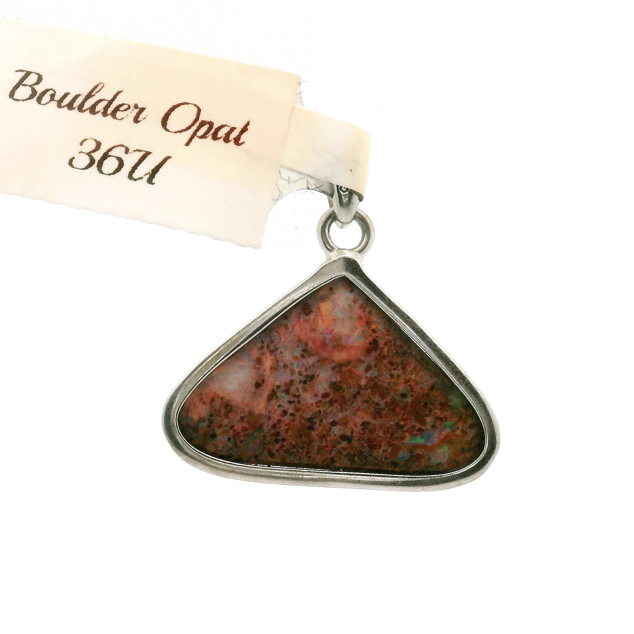 Boulder Opal Pendant .925 Silver for Emotional Support, Joy and Self Worth