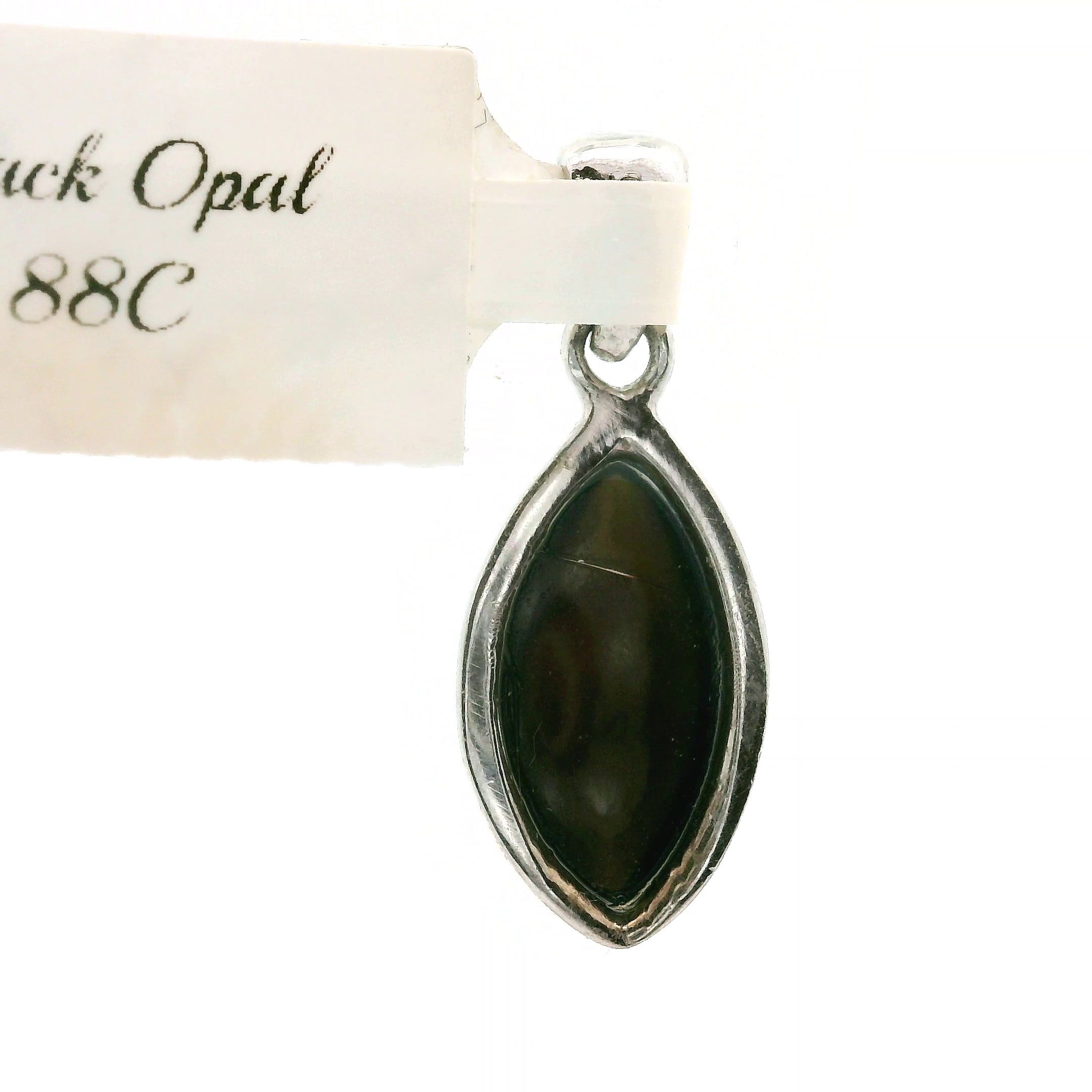 Black Opal Marquis Pendant .925 Silver for Psychic Abilities, Breakthroughs and Grounding