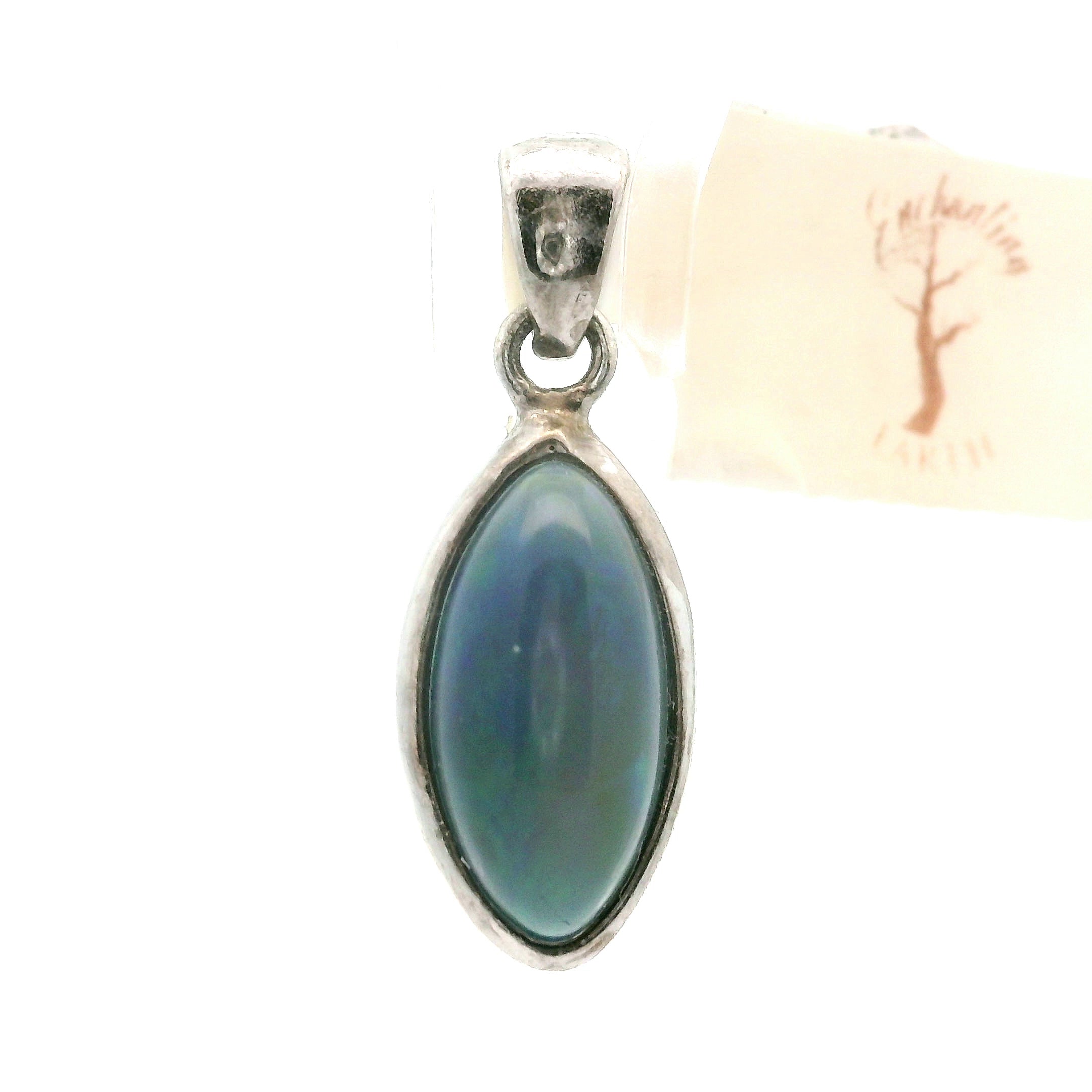 Black Opal Marquis Pendant .925 Silver for Psychic Abilities, Breakthroughs and Grounding