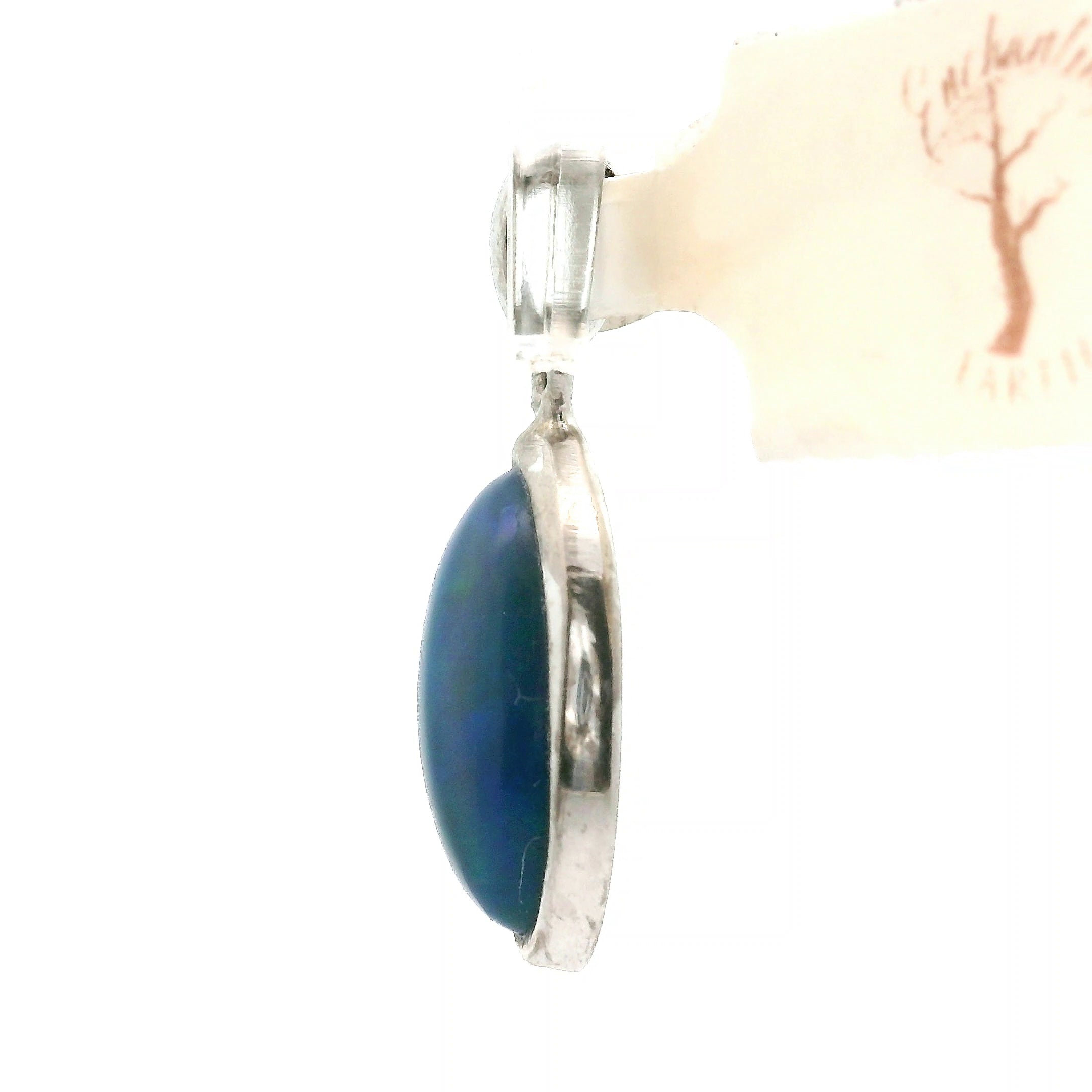 Black Opal Marquis Pendant .925 Silver for Psychic Abilities, Breakthroughs and Grounding