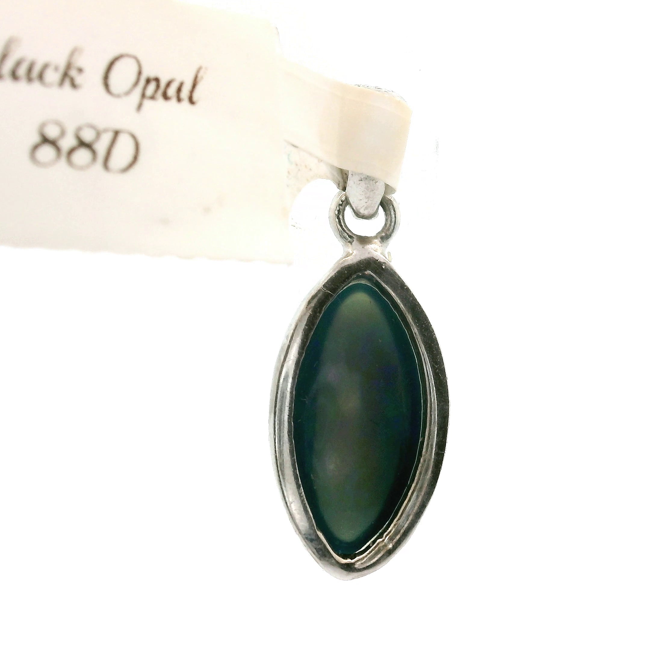Black Opal Marquis Pendant .925 Silver for Psychic Abilities, Breakthroughs and Grounding