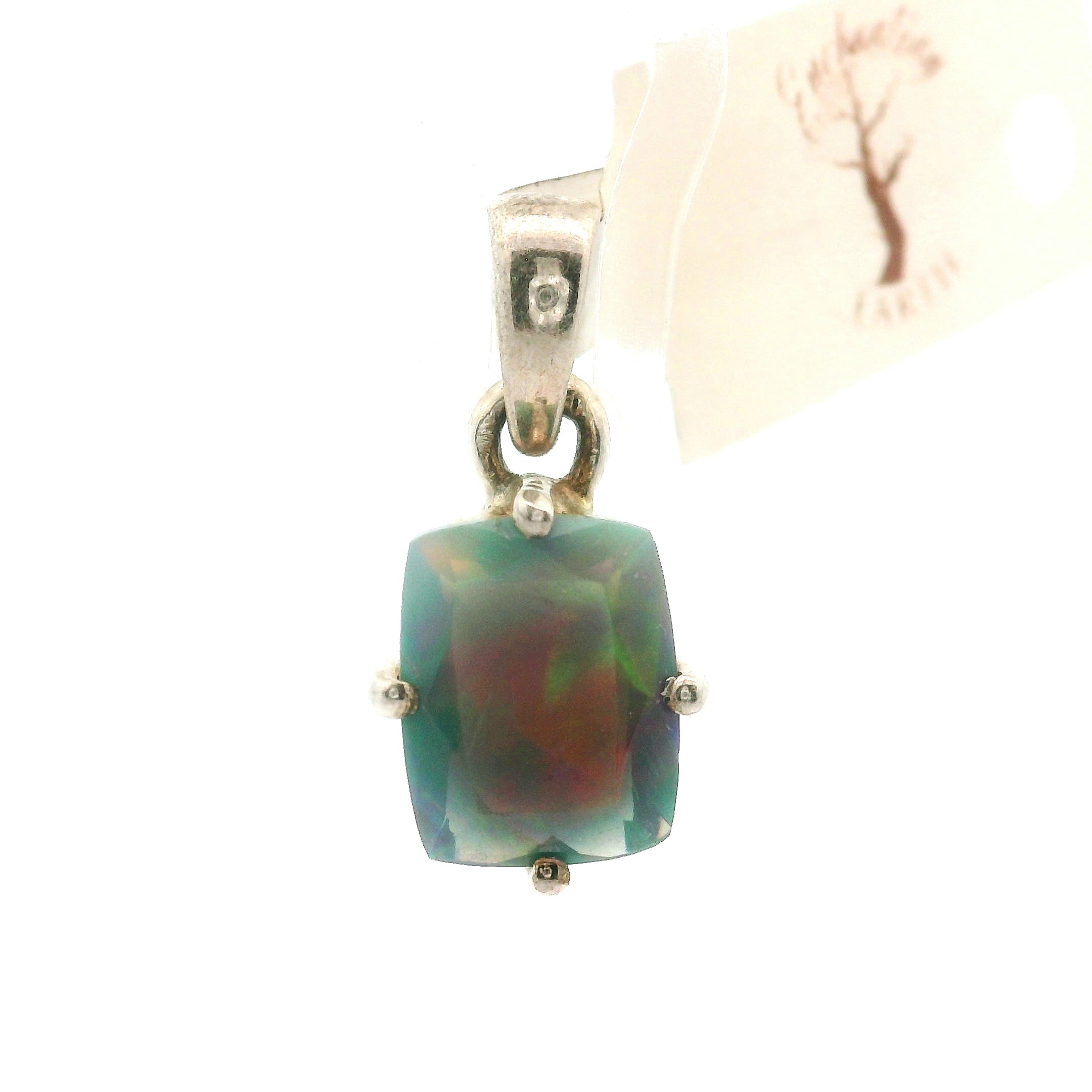 Black Opal Faceted Pendant .925 Silver for Psychic Abilities, Breakthroughs and Grounding