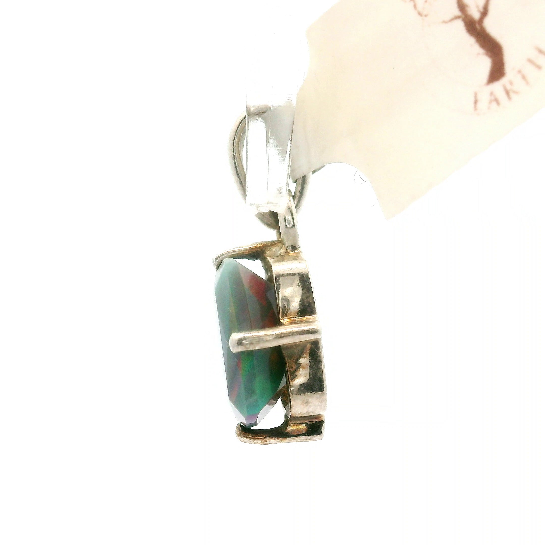 Black Opal Faceted Pendant .925 Silver for Psychic Abilities, Breakthroughs and Grounding
