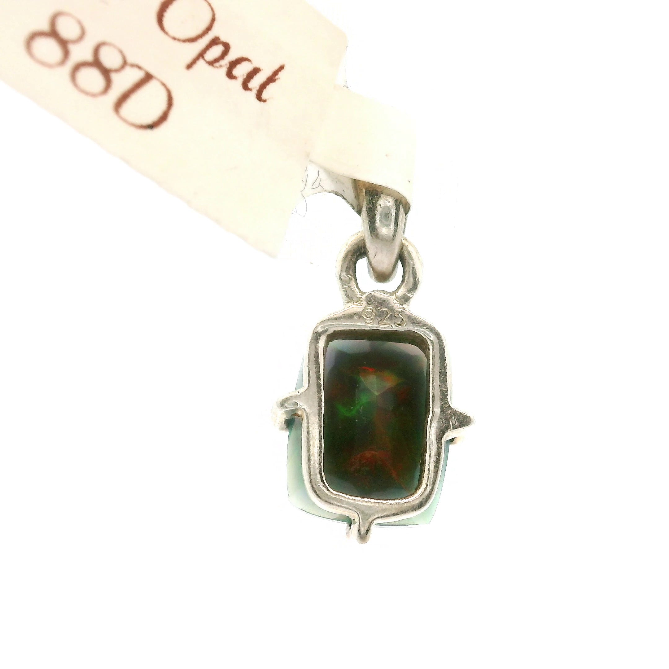 Black Opal Faceted Pendant .925 Silver for Psychic Abilities, Breakthroughs and Grounding