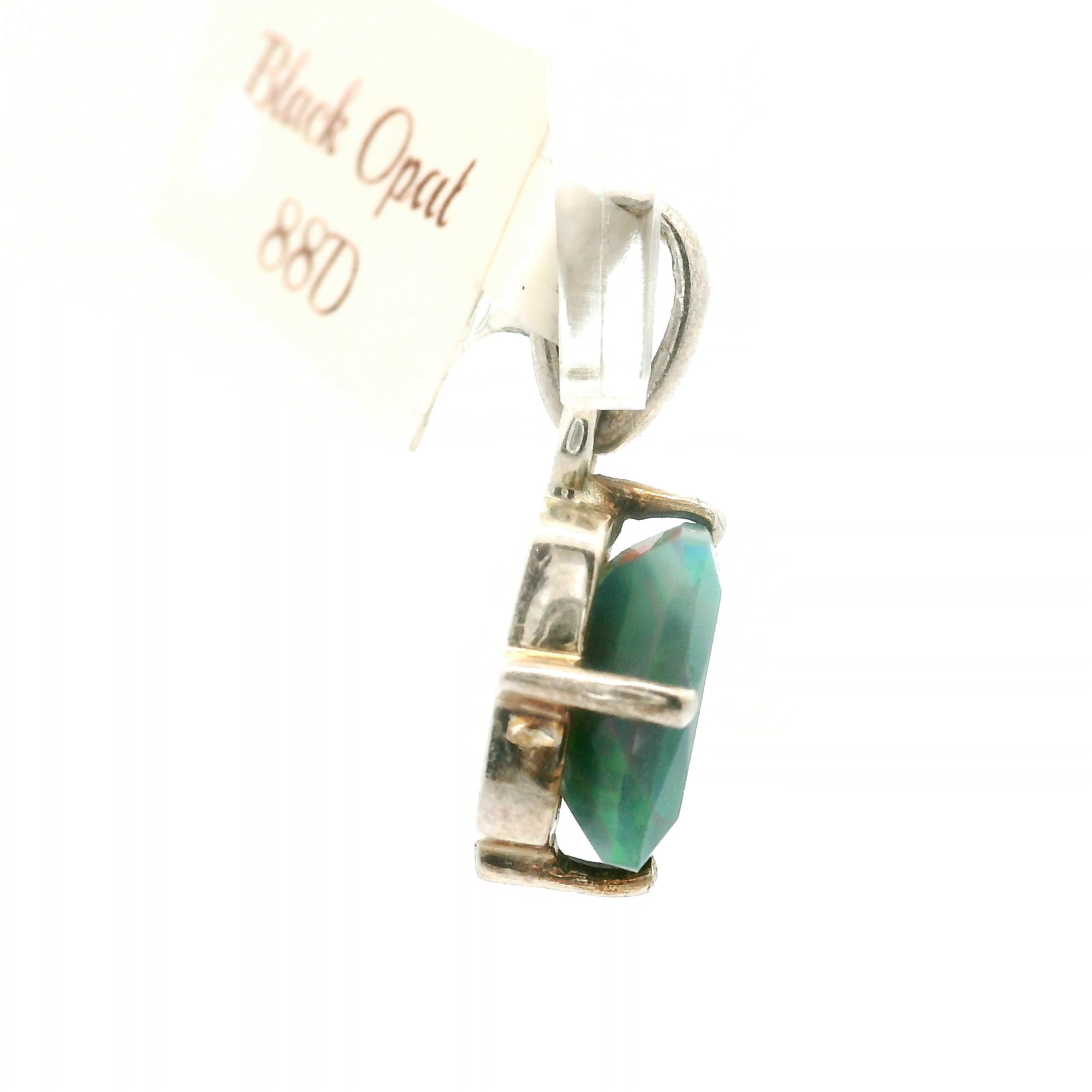 Black Opal Faceted Pendant .925 Silver for Psychic Abilities, Breakthroughs and Grounding