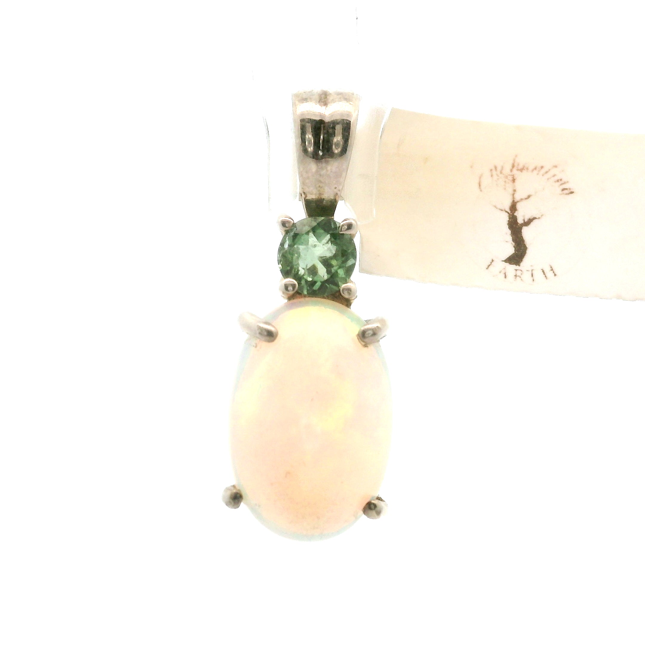 Ethiopian Opal with Tourmaline Pendants .925 Silver for Transformation and Aura Balancing