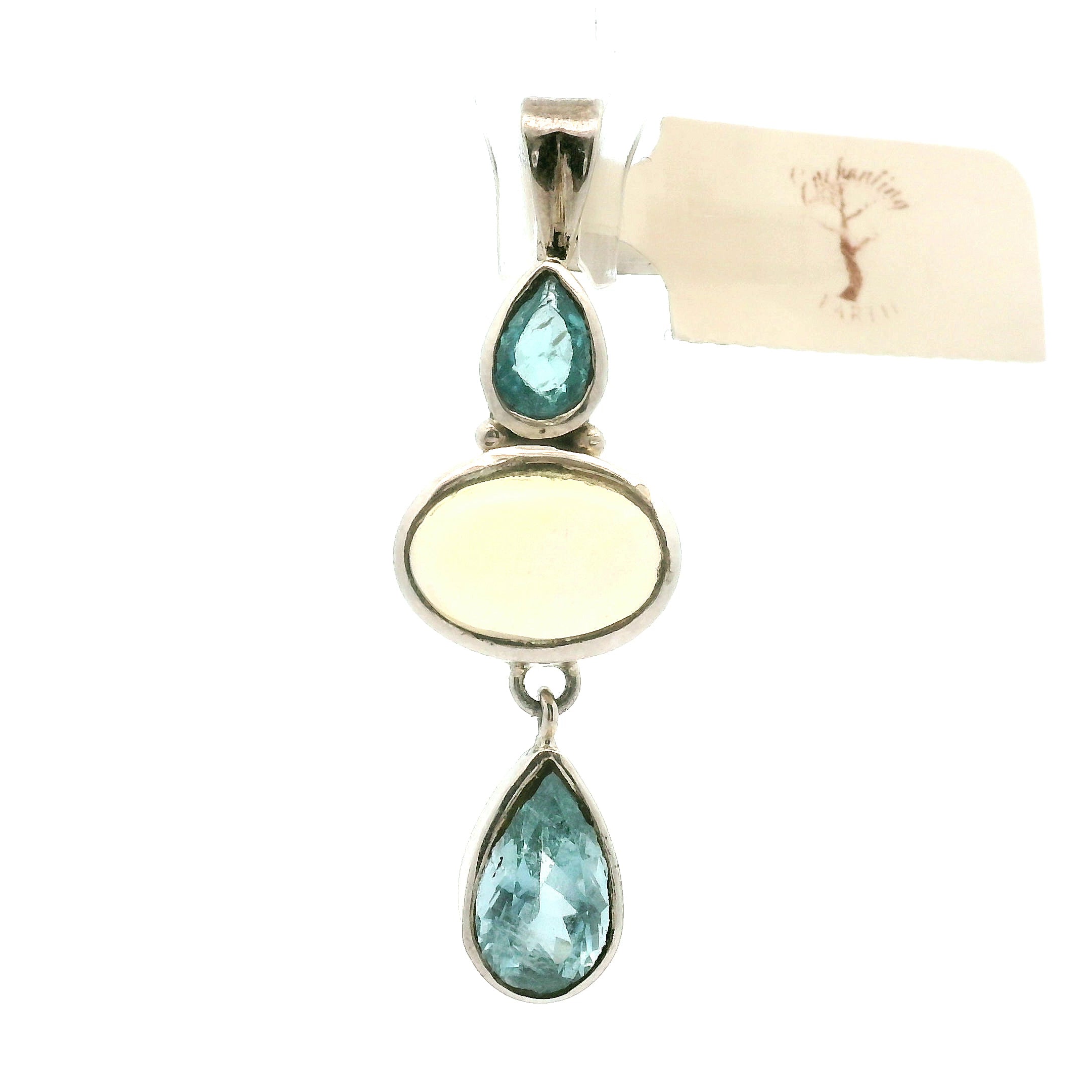 Ethiopian Opal Multi-Stone Pendant .925 Silver for Transformation and Aura Balancing