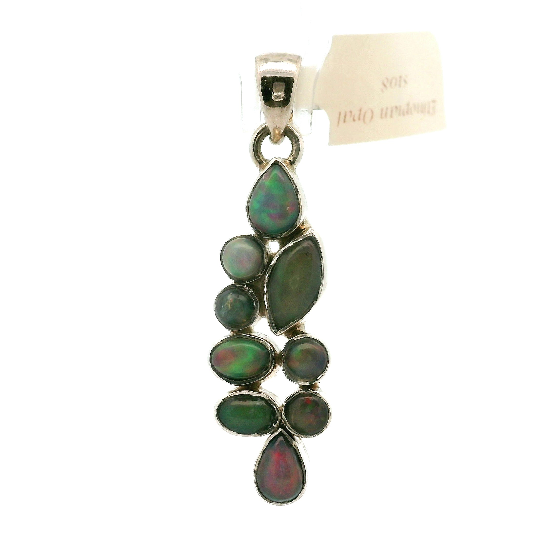 Ethiopian Opal Multi-Stone Pendants .925 Silver for Transformation and Aura Balancing