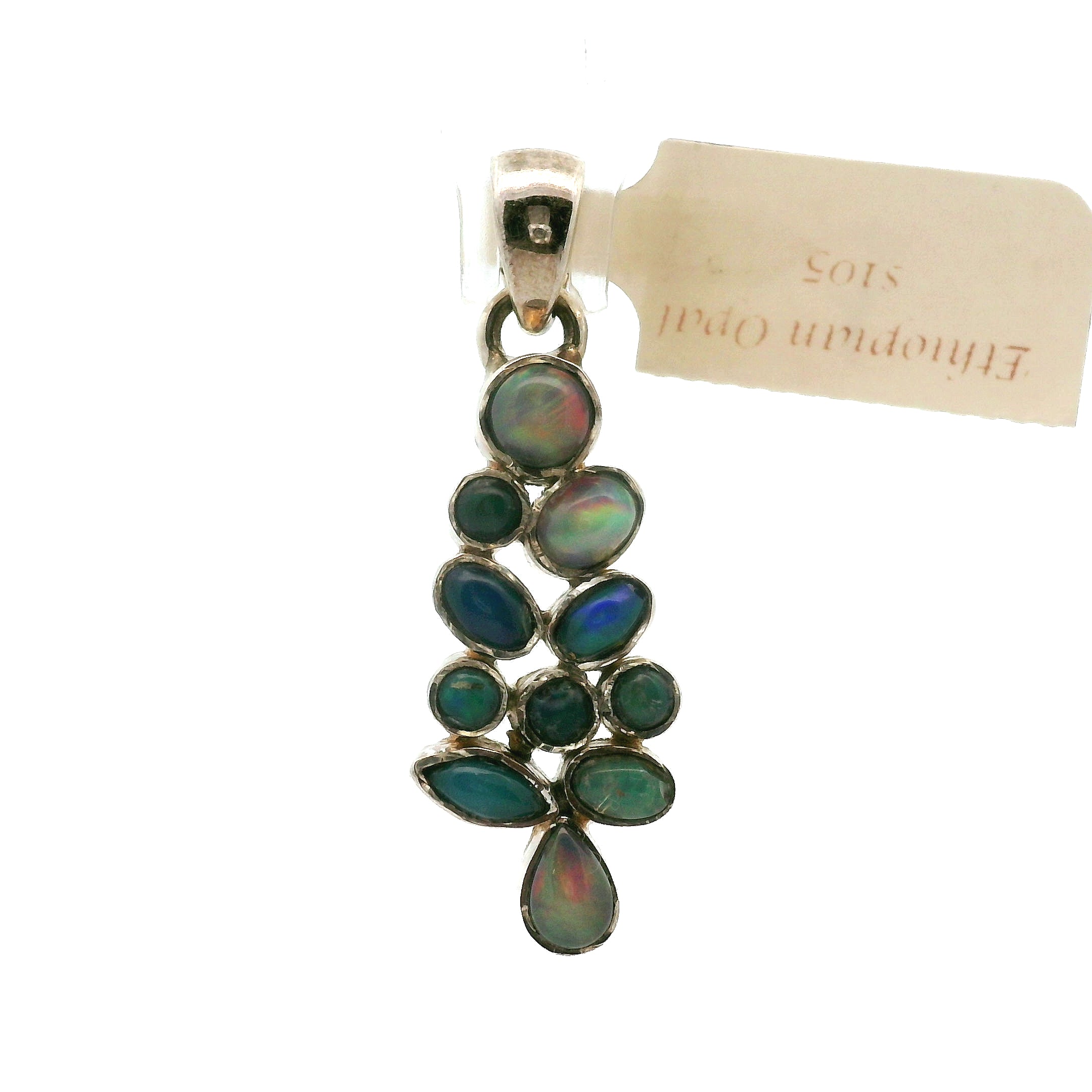 Ethiopian Opal Multi-Stone Pendants .925 Silver for Transformation and Aura Balancing