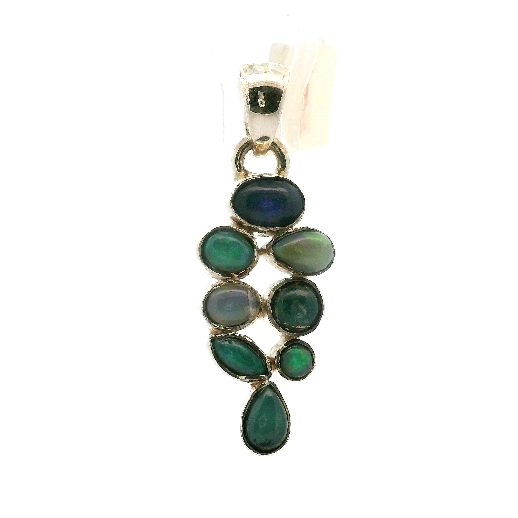 Ethiopian Opal Multi-Stone Pendants .925 Silver for Transformation and Aura Balancing