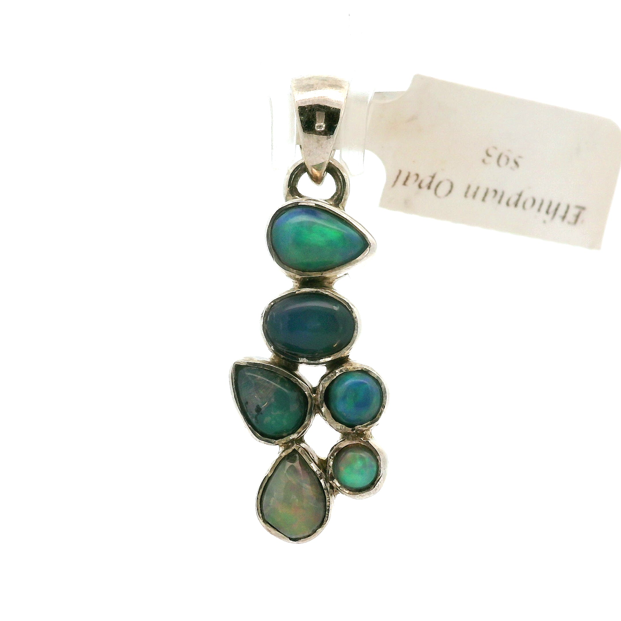 Ethiopian Opal Multi-Stone Pendants .925 Silver for Transformation and Aura Balancing
