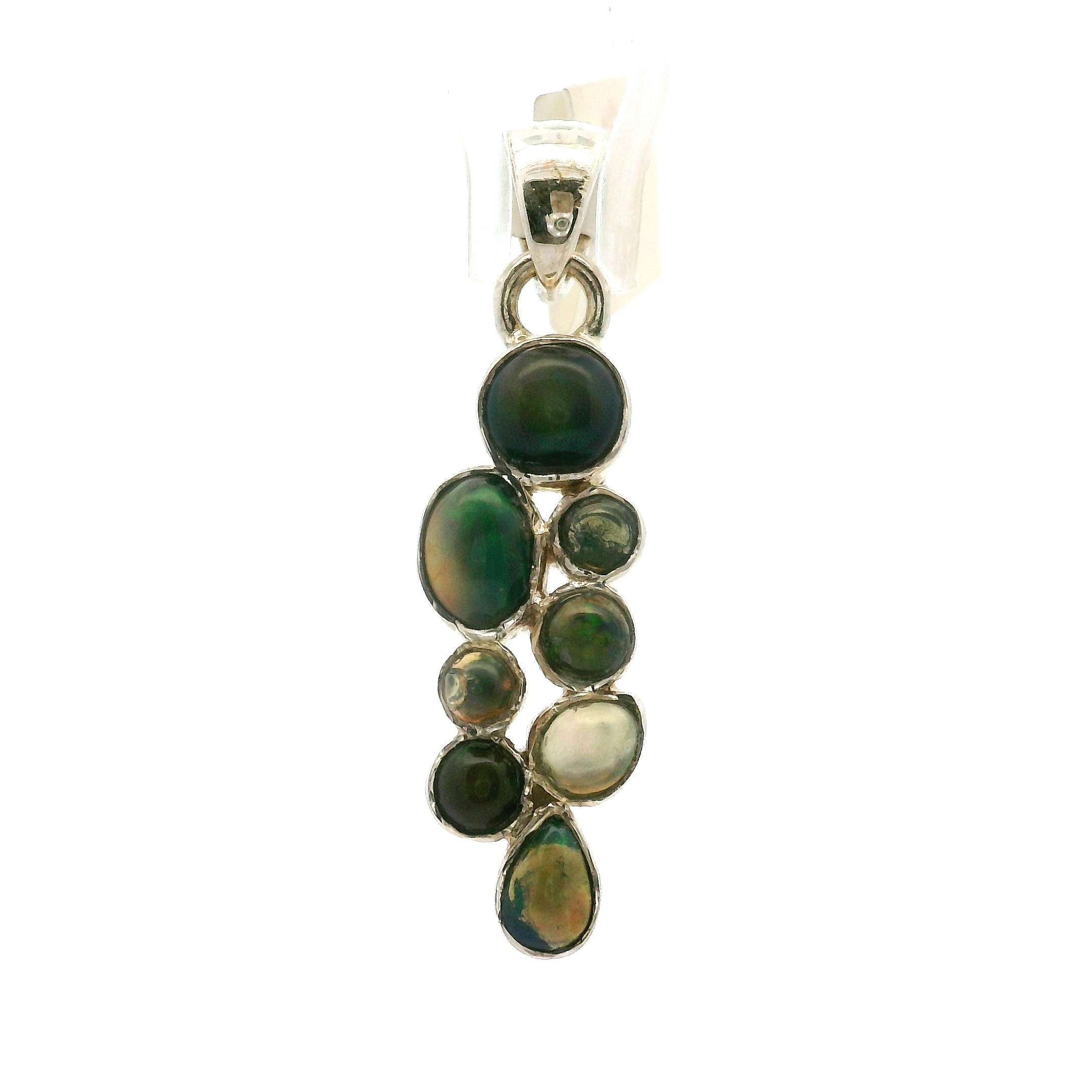 Ethiopian Opal Multi-Stone Pendants .925 Silver for Transformation and Aura Balancing