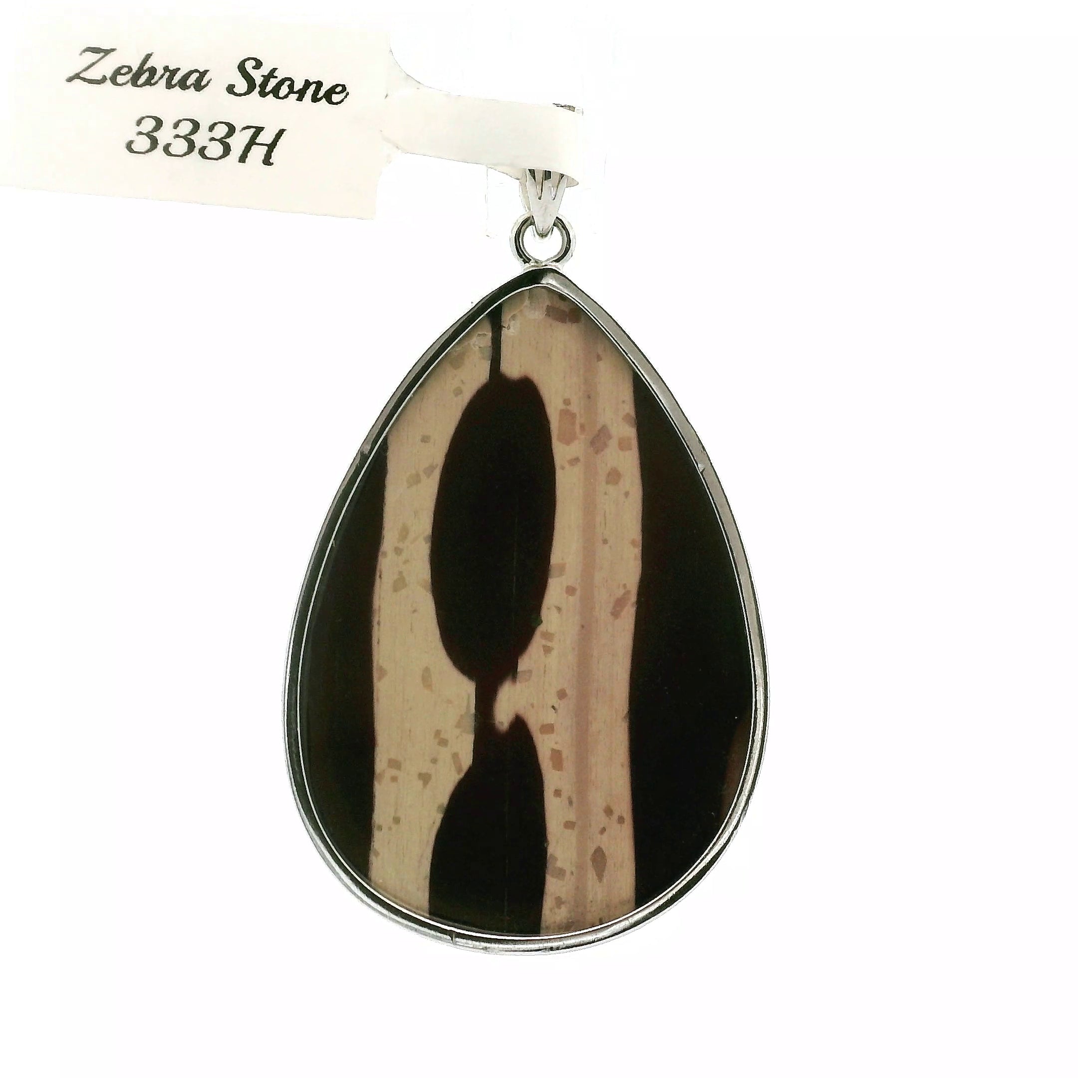 Zebra Stone Pendant .925 Silver for Overcoming Challenges and Staying Grounded