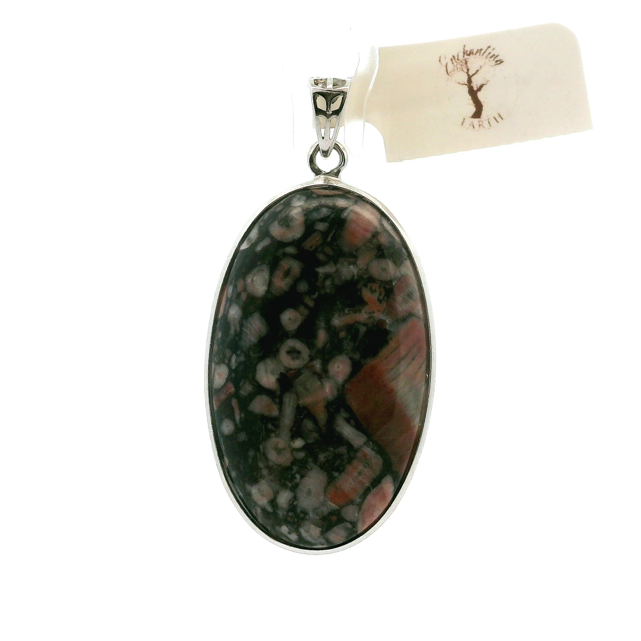 Crinoid Fossil Pendant .925 Silver for Strength, Grounding and Earth Connection