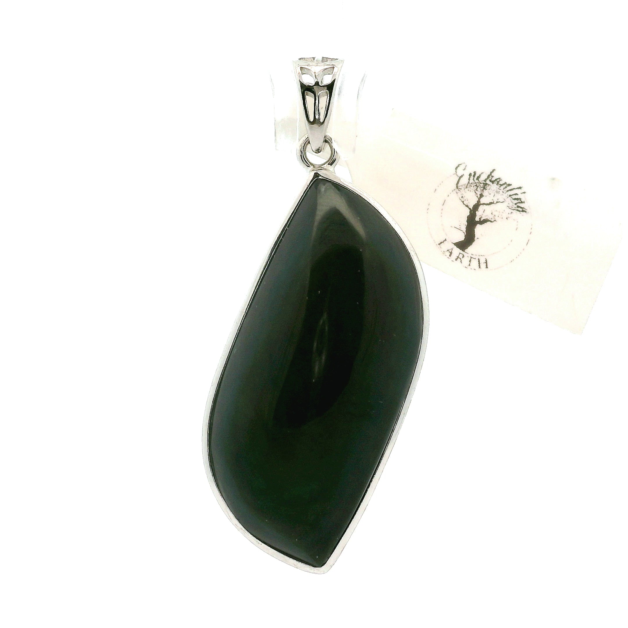 Velvet Obsidian Mexico Pendant .925 Silver for Transformation, Power and Protection