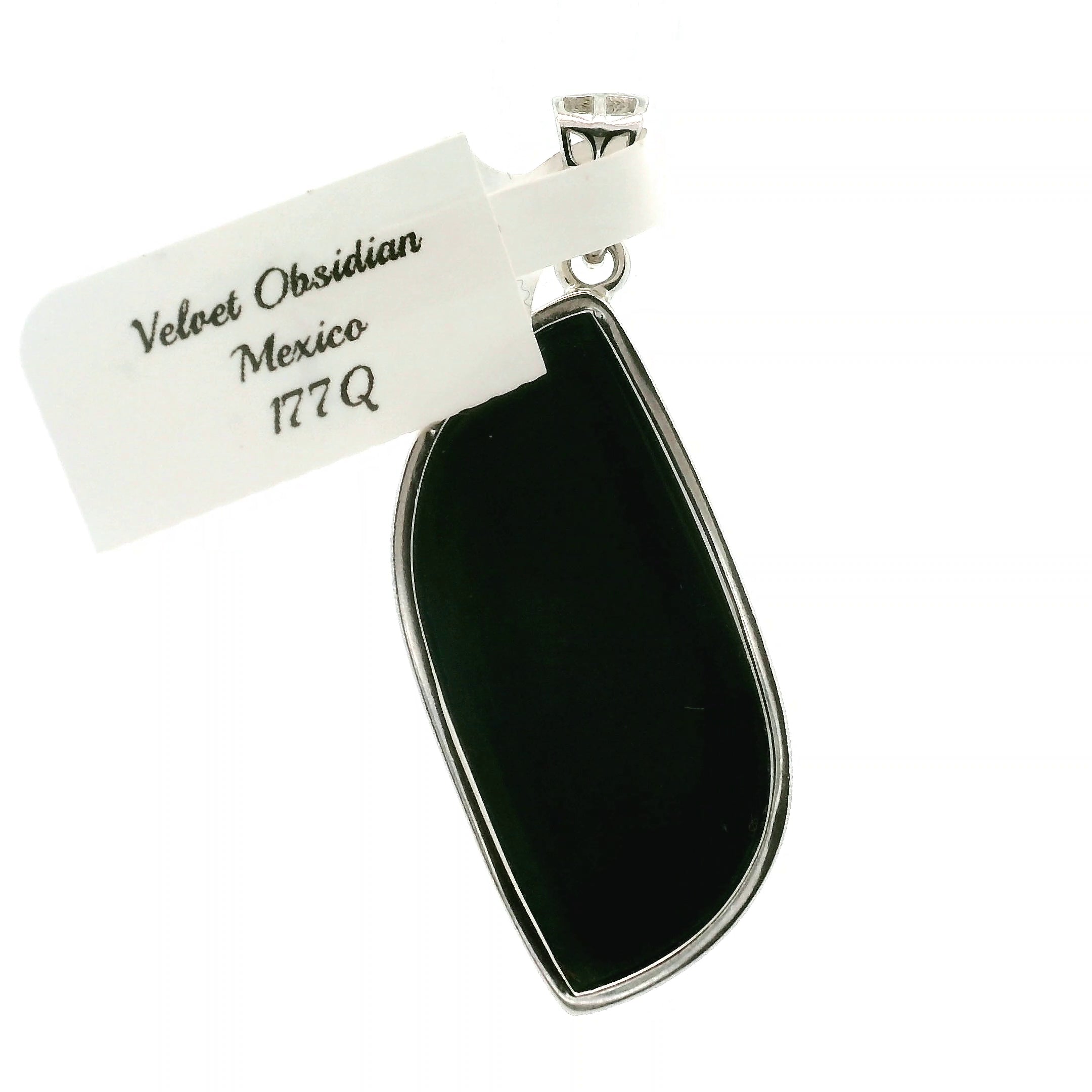 Velvet Obsidian Mexico Pendant .925 Silver for Transformation, Power and Protection