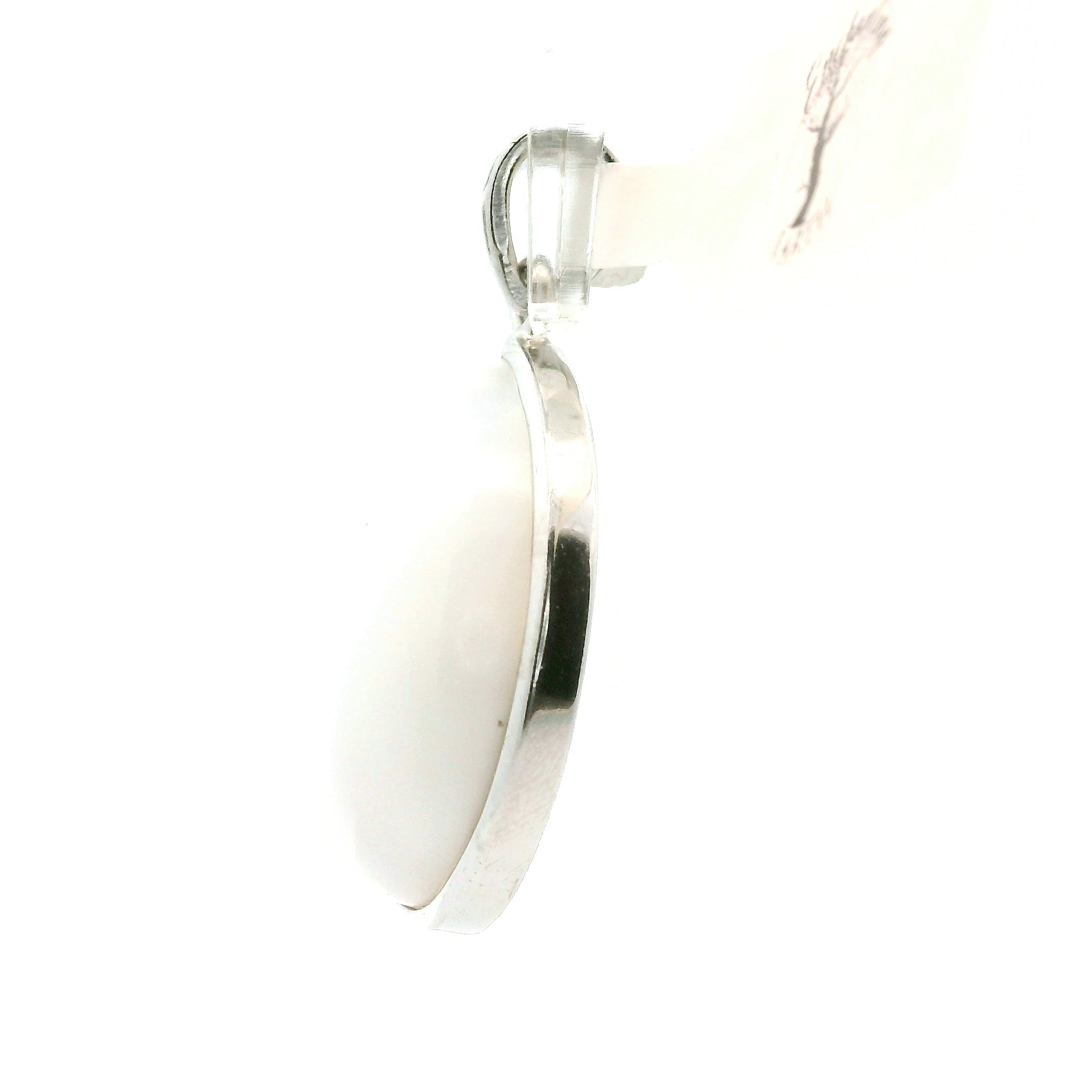 Dendritic Opal Moon Pendant .925 Silver with Rhodium Plating for Emotional Maturity, Inner Peace and Improved Self Esteem