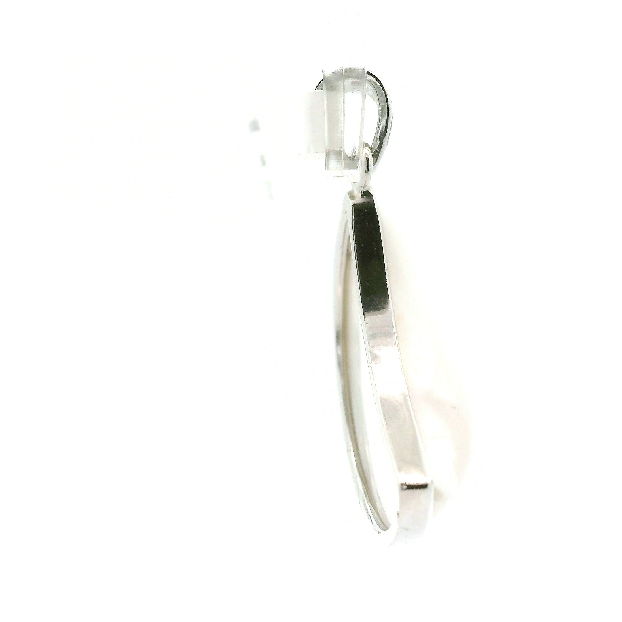 Dendritic Opal Moon Pendant .925 Silver with Rhodium Plating for Emotional Maturity, Inner Peace and Improved Self Esteem