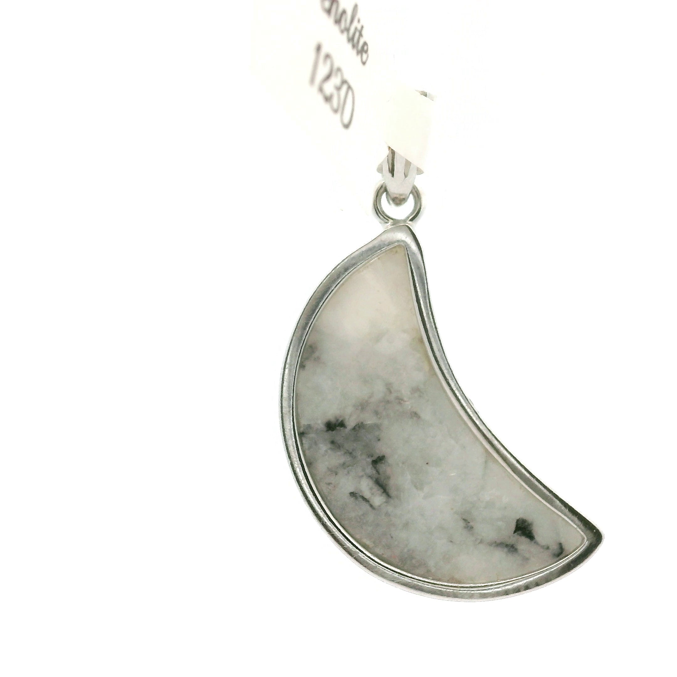 Penolite Moon Pendant .925 Silver with Rhodium Plating for Emotional Maturity, and Improved Self Esteem