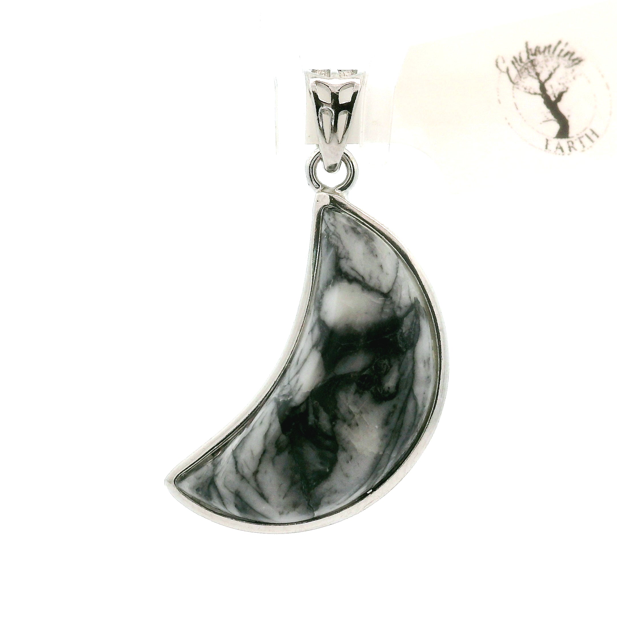 Penolite Moon Pendant .925 Silver with Rhodium Plating for Emotional Maturity, and Improved Self Esteem
