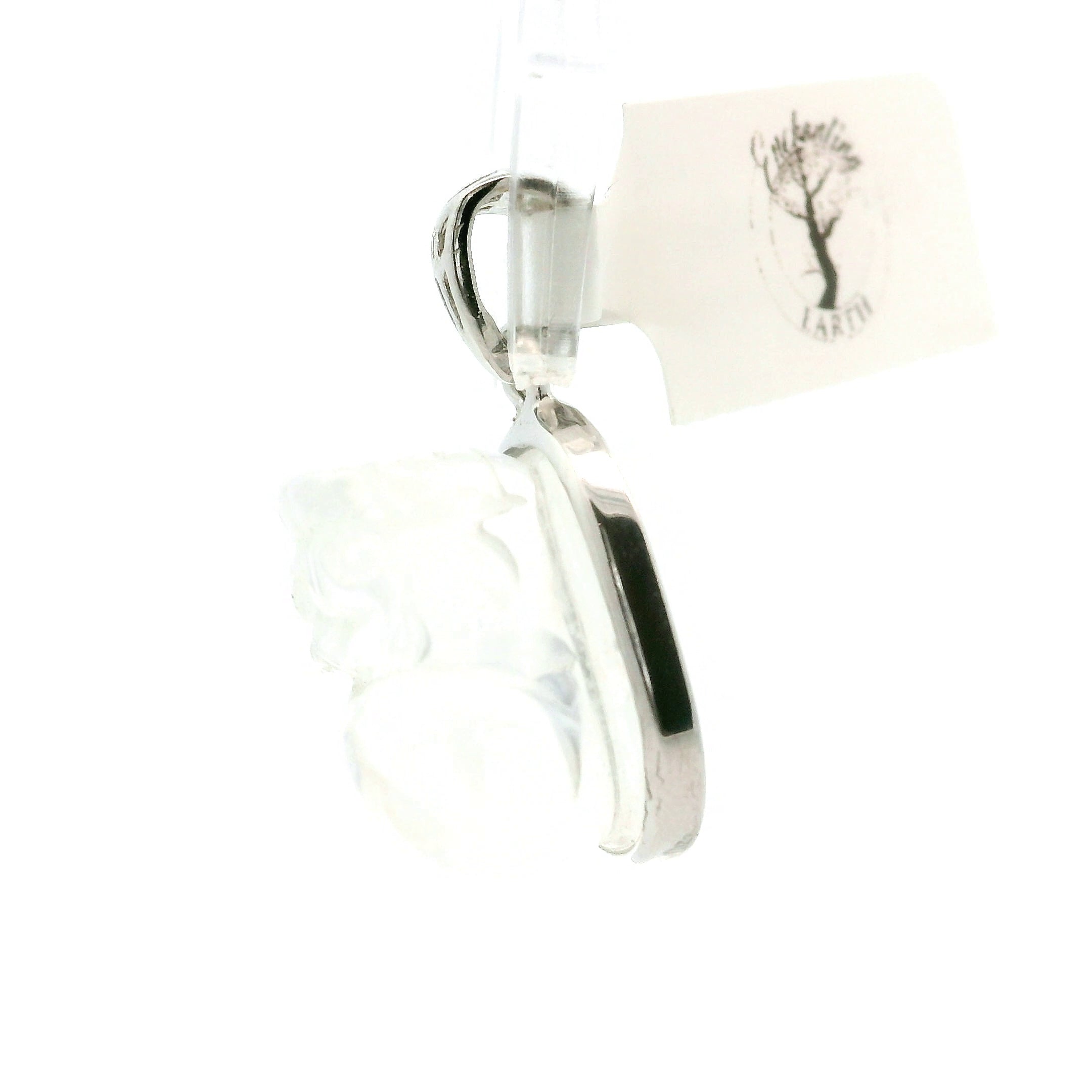 Blue Smoke Lemurian Quartz Pixiu Pendant .925 Silver for Ascension, Connection with Guides and Meditation