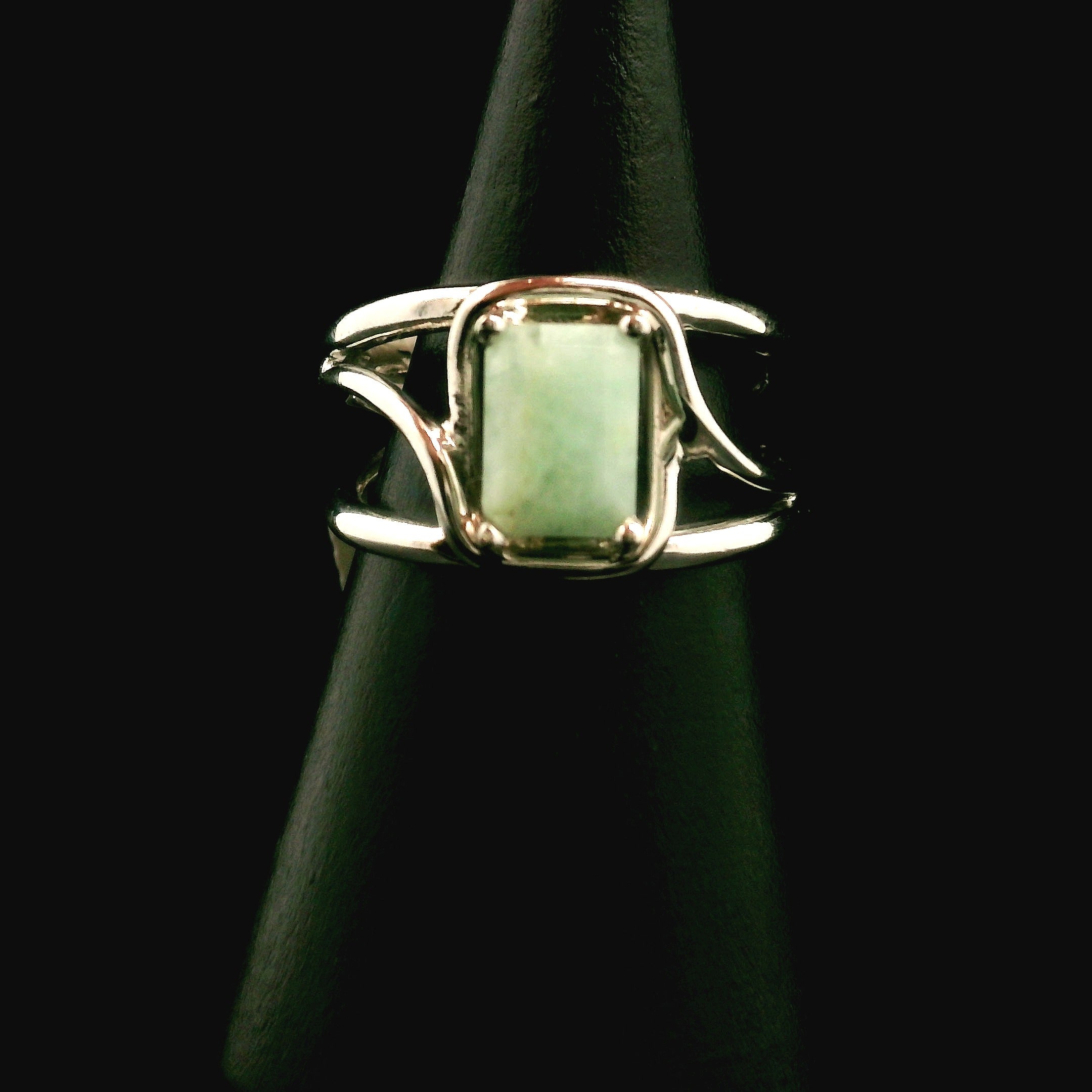 Amazonite Faceted Midi Cuff Ring .925 Silver for Communication, Harmony and Hope