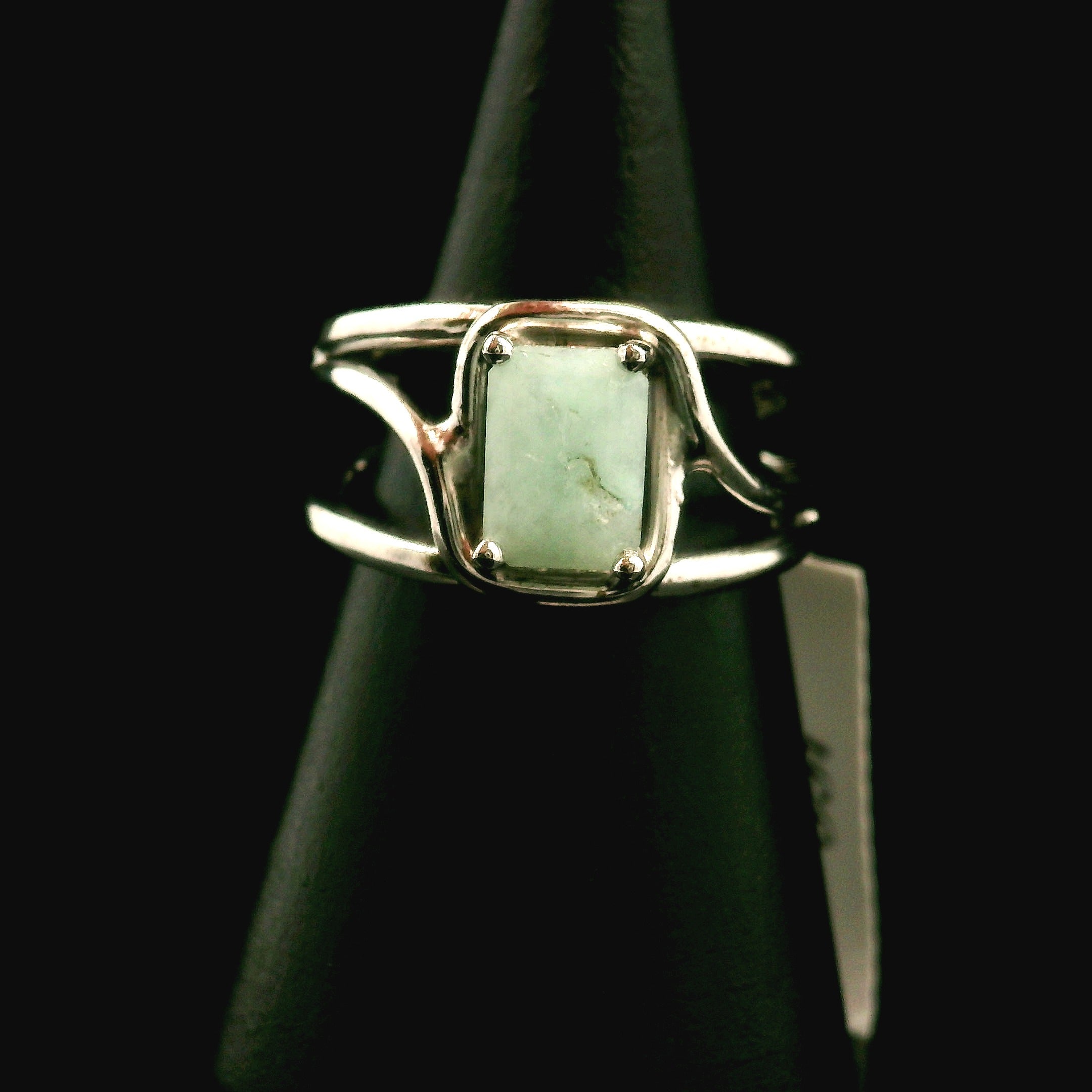 Amazonite Faceted Midi Cuff Ring .925 Silver for Communication, Harmony and Hope
