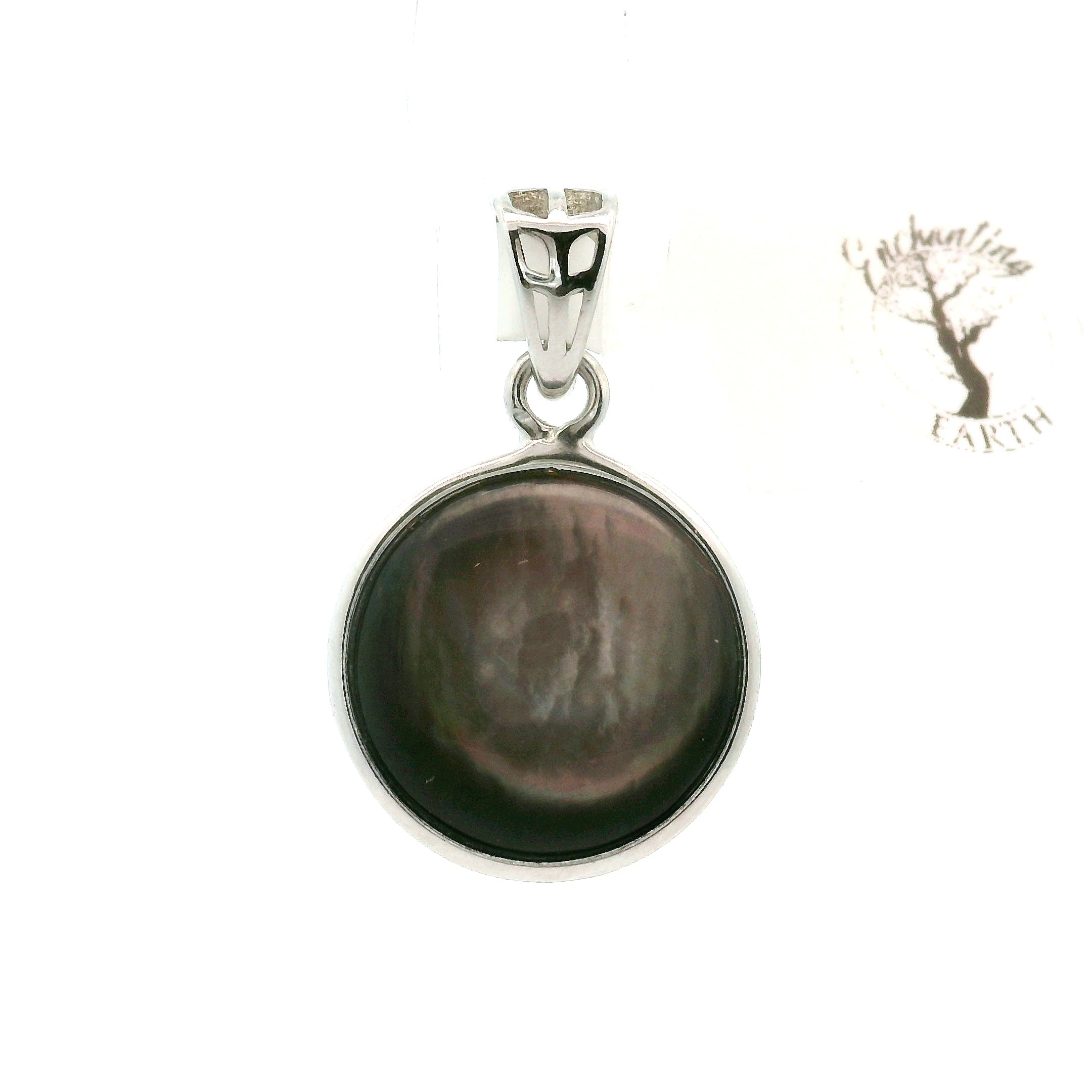 Black Mother of Pearl Pendant .925 Silver for Peace and Enhancing Psychic Abilities