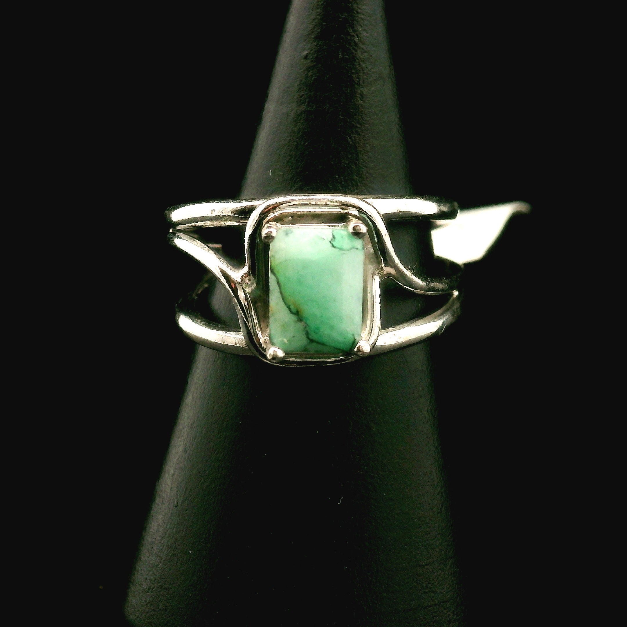 Amazonite Faceted Midi Cuff Ring .925 Silver for Communication, Harmony and Hope
