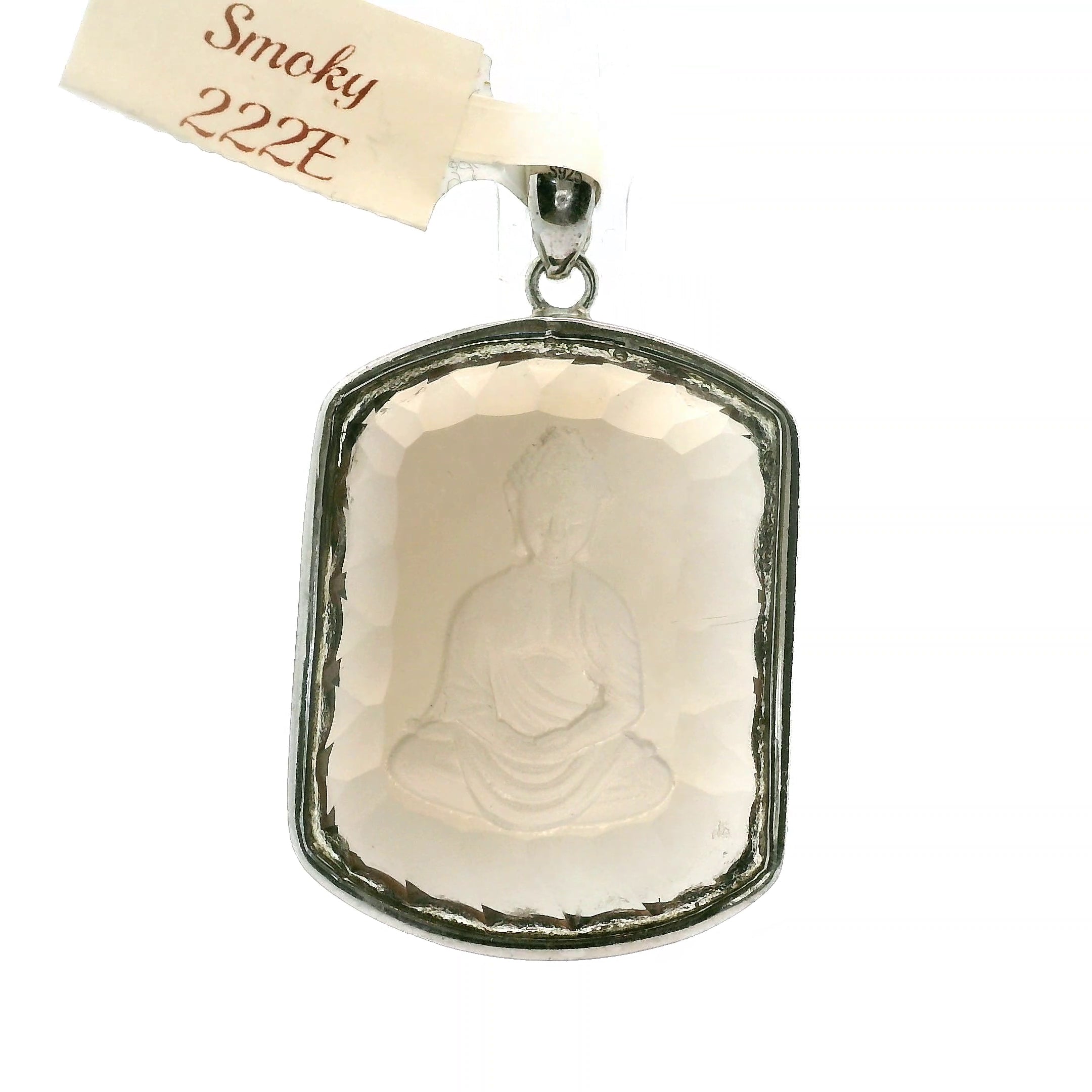 Smokey Quartz Engraved Buddha Pendants .925 Silver for Energetic Cleansing, Manifestation and Protection