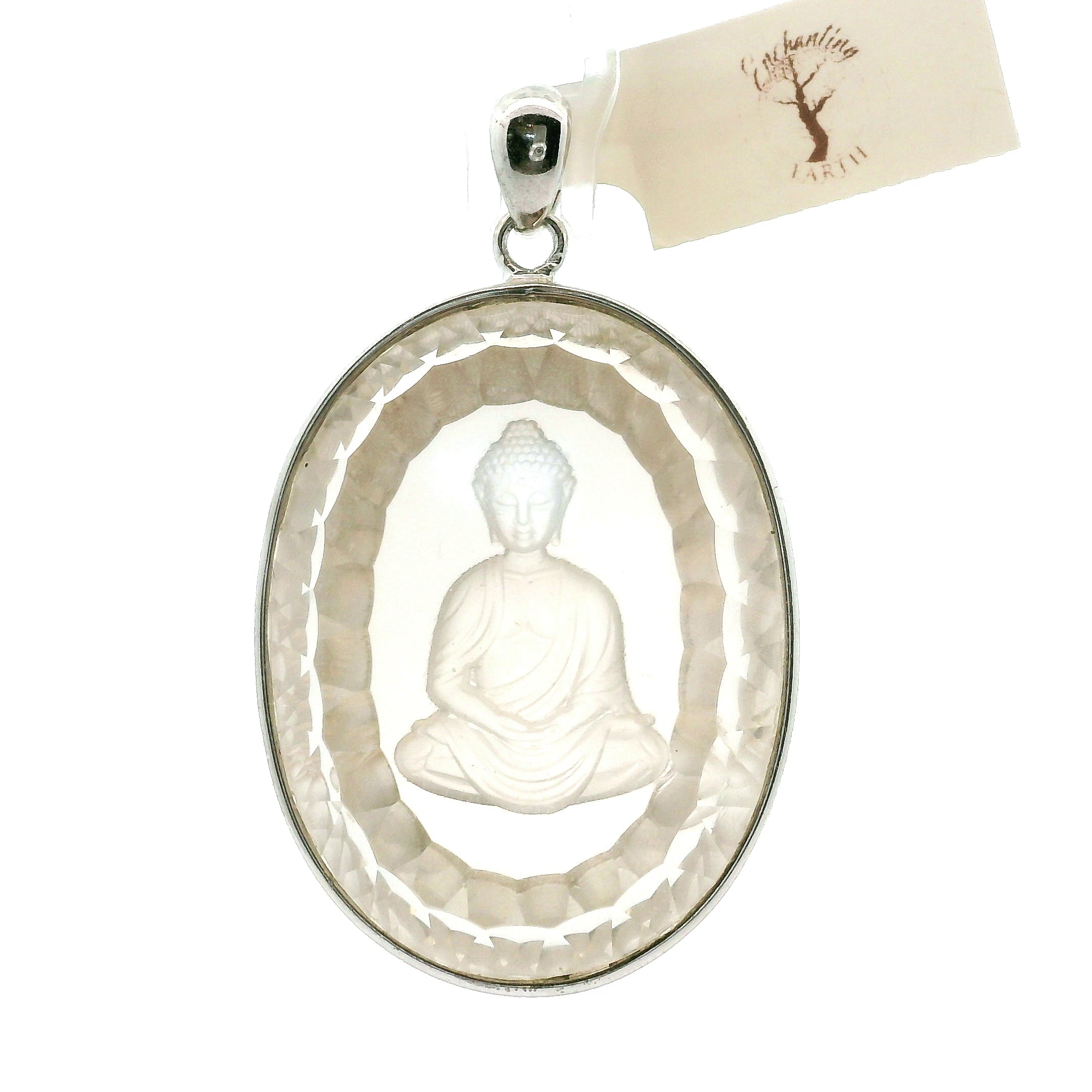 Smokey Quartz Engraved Buddha Pendants .925 Silver for Energetic Cleansing, Manifestation and Protection