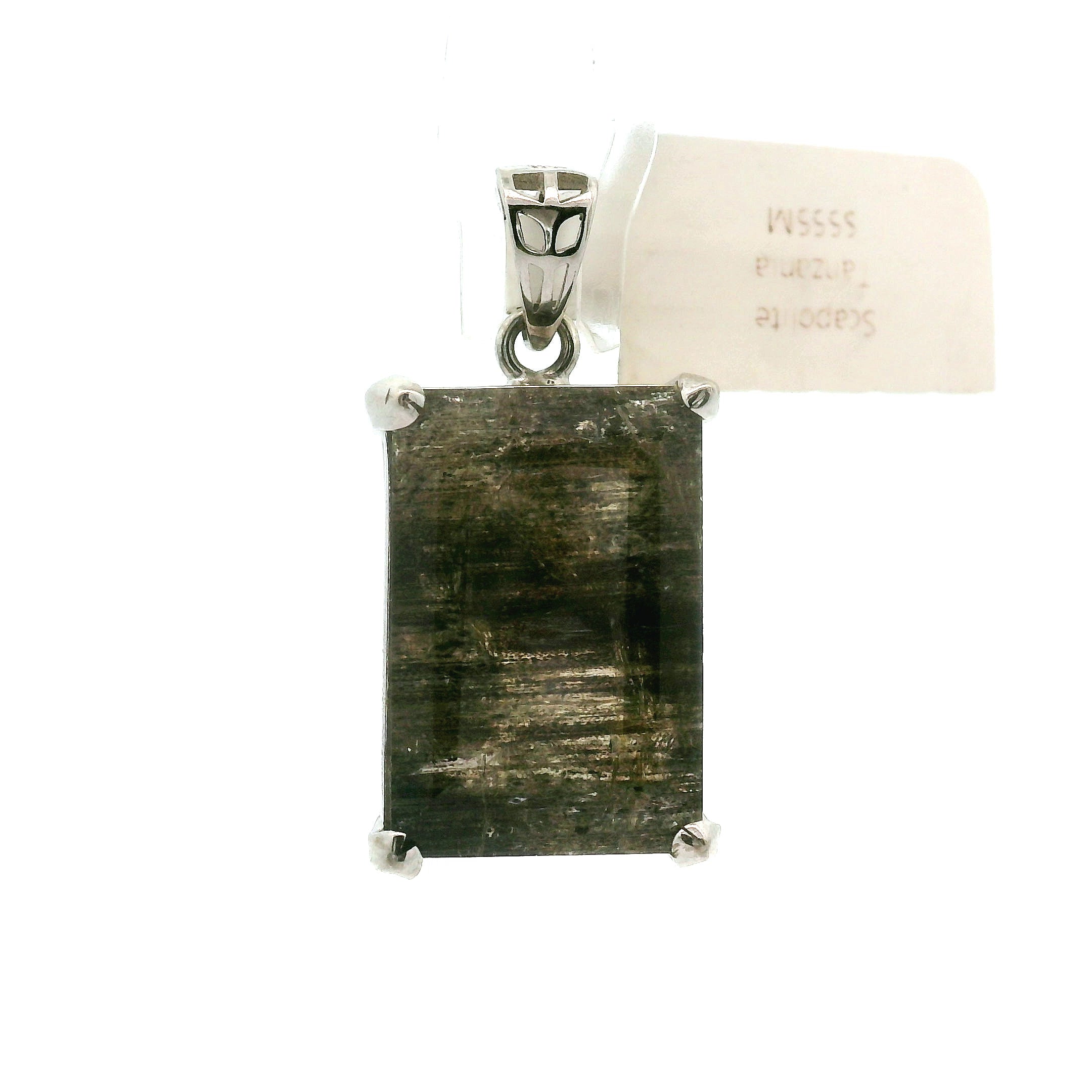 Emerald Cut Tanzania Scapolite Pendant .925 Silver for Enhancing Communication with Guides, Insight & Memory