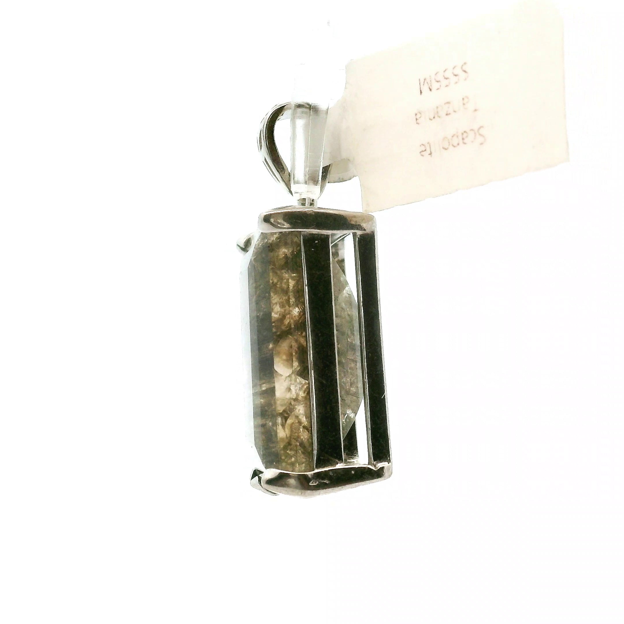 Emerald Cut Tanzania Scapolite Pendant .925 Silver for Enhancing Communication with Guides, Insight & Memory