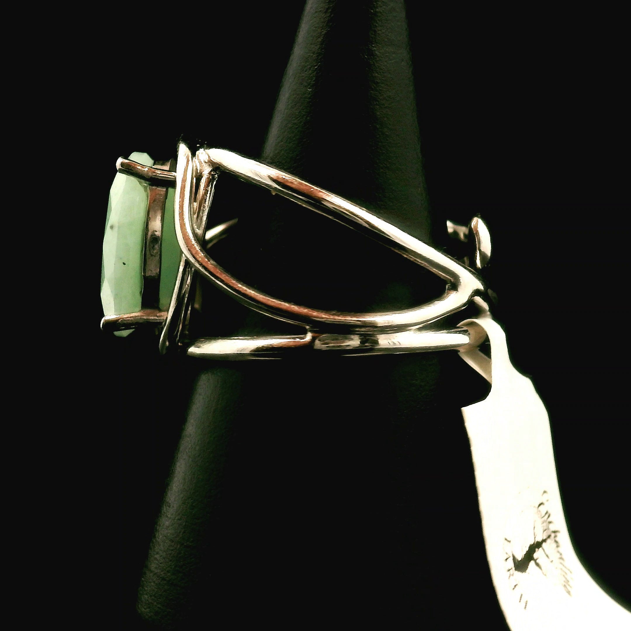 Amazonite Faceted Cuff Ring .925 Silver for Communication, Harmony and Hope