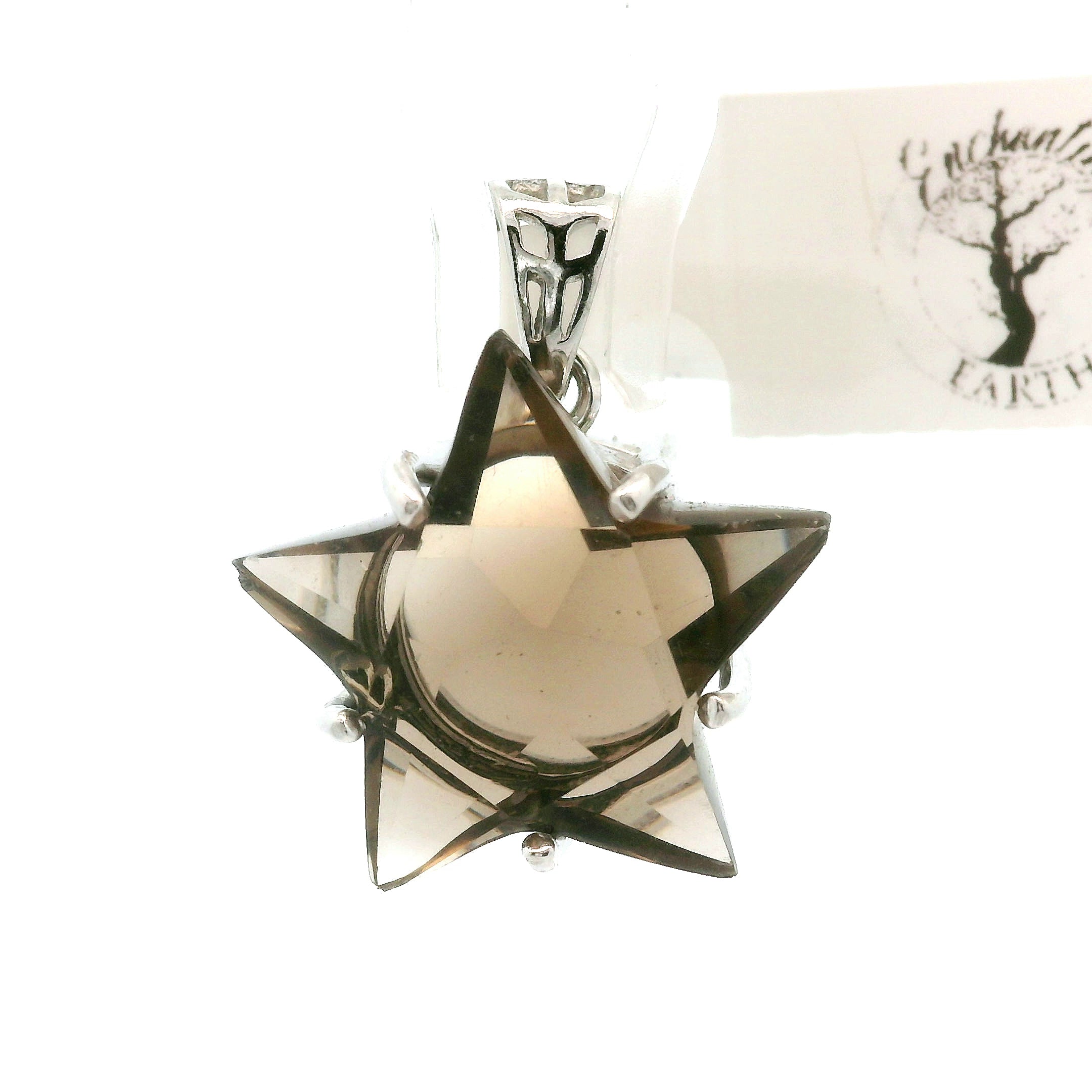 Smokey Quartz Star Pendant .925 Silver for Energetic Cleansing, Manifestation and Protection