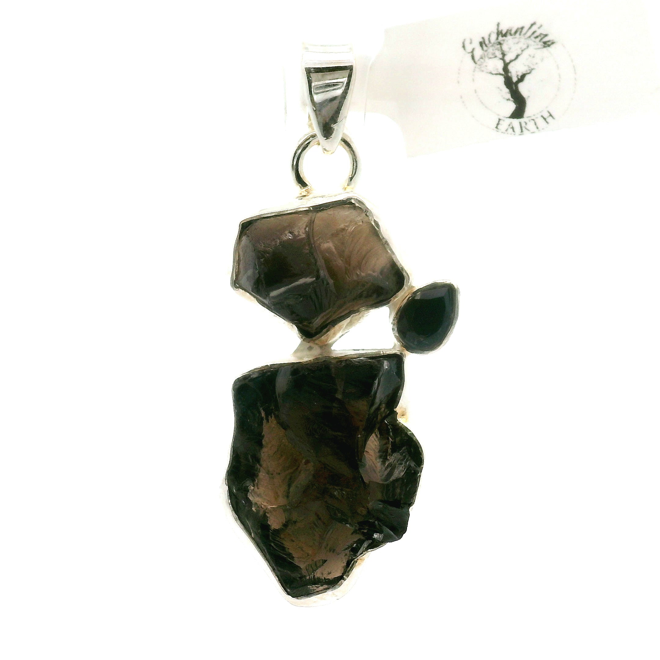 Smokey Quartz Multi-Stone Pendant .925 Silver for Energetic Cleansing, Manifestation and Protection