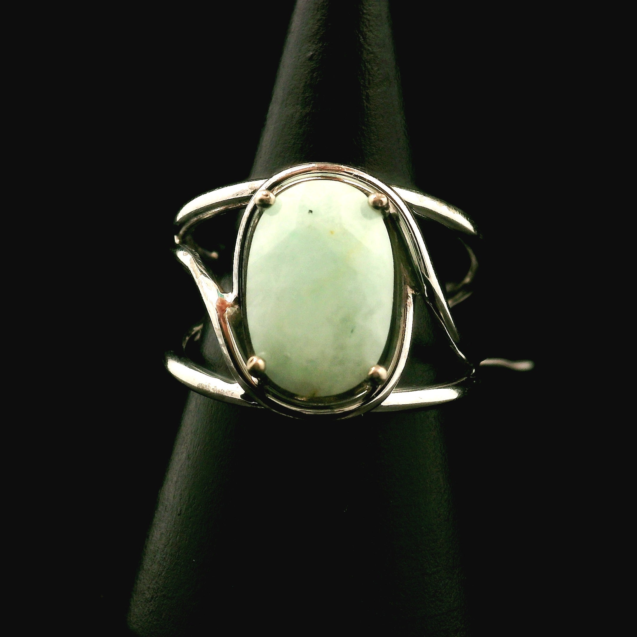 Amazonite Faceted Cuff Ring .925 Silver for Communication, Harmony and Hope