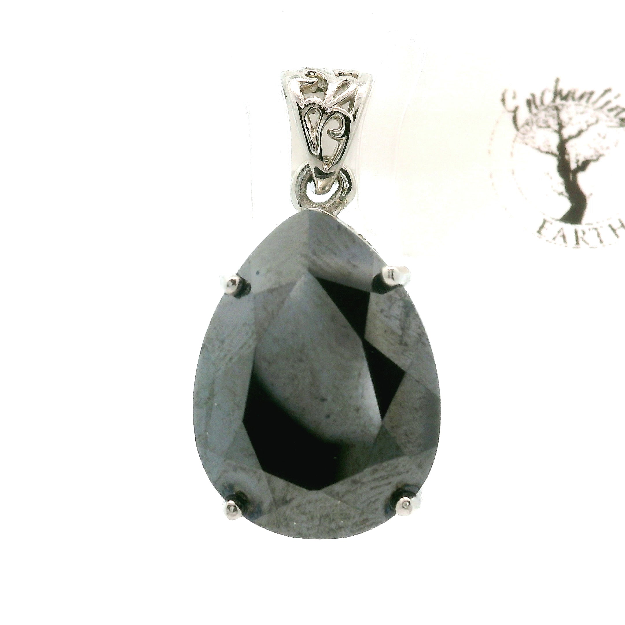Hematite Faceted Pendant .925 Silver for Deep Transformatinon and Grounding