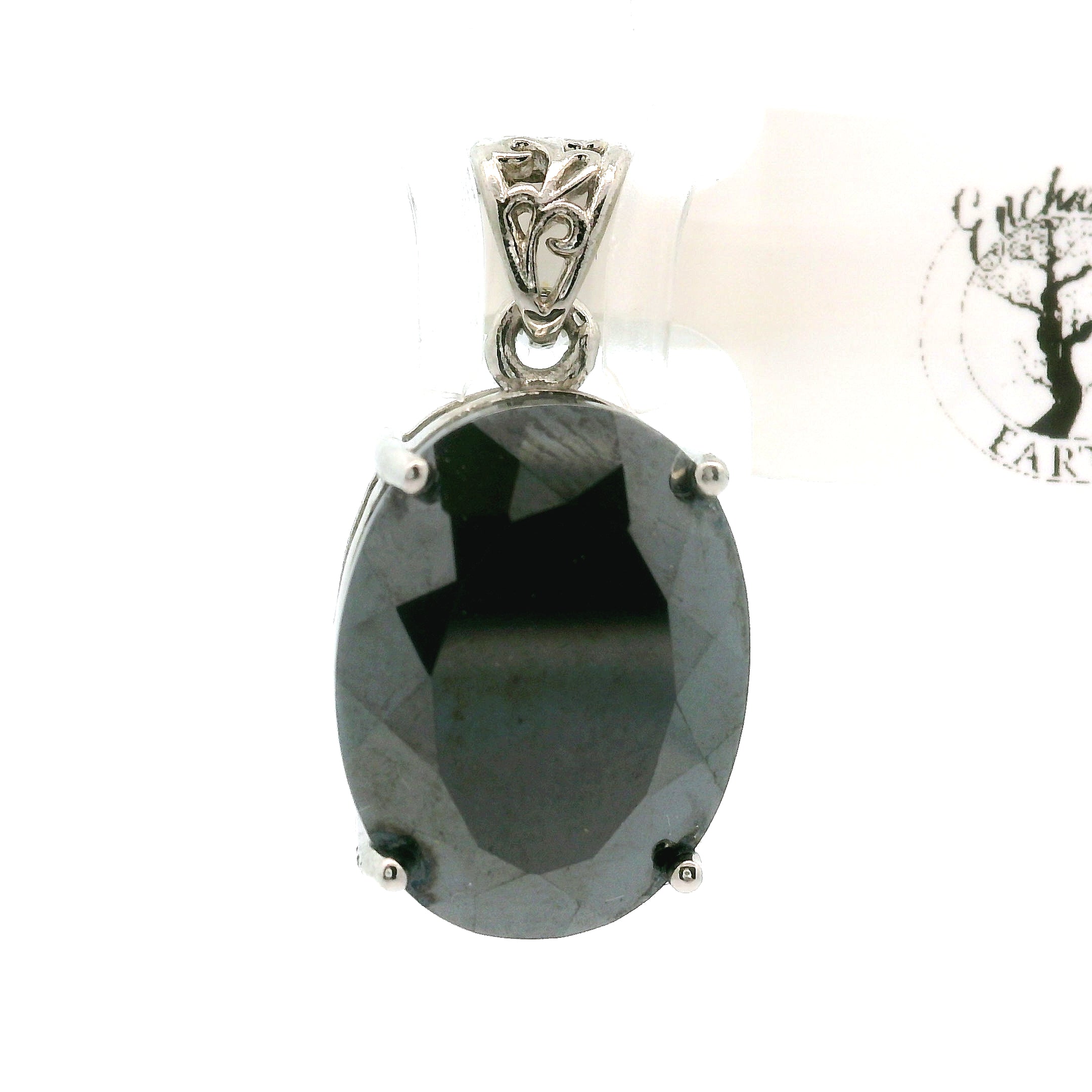 Hematite Faceted Pendant .925 Silver for Deep Transformatinon and Grounding
