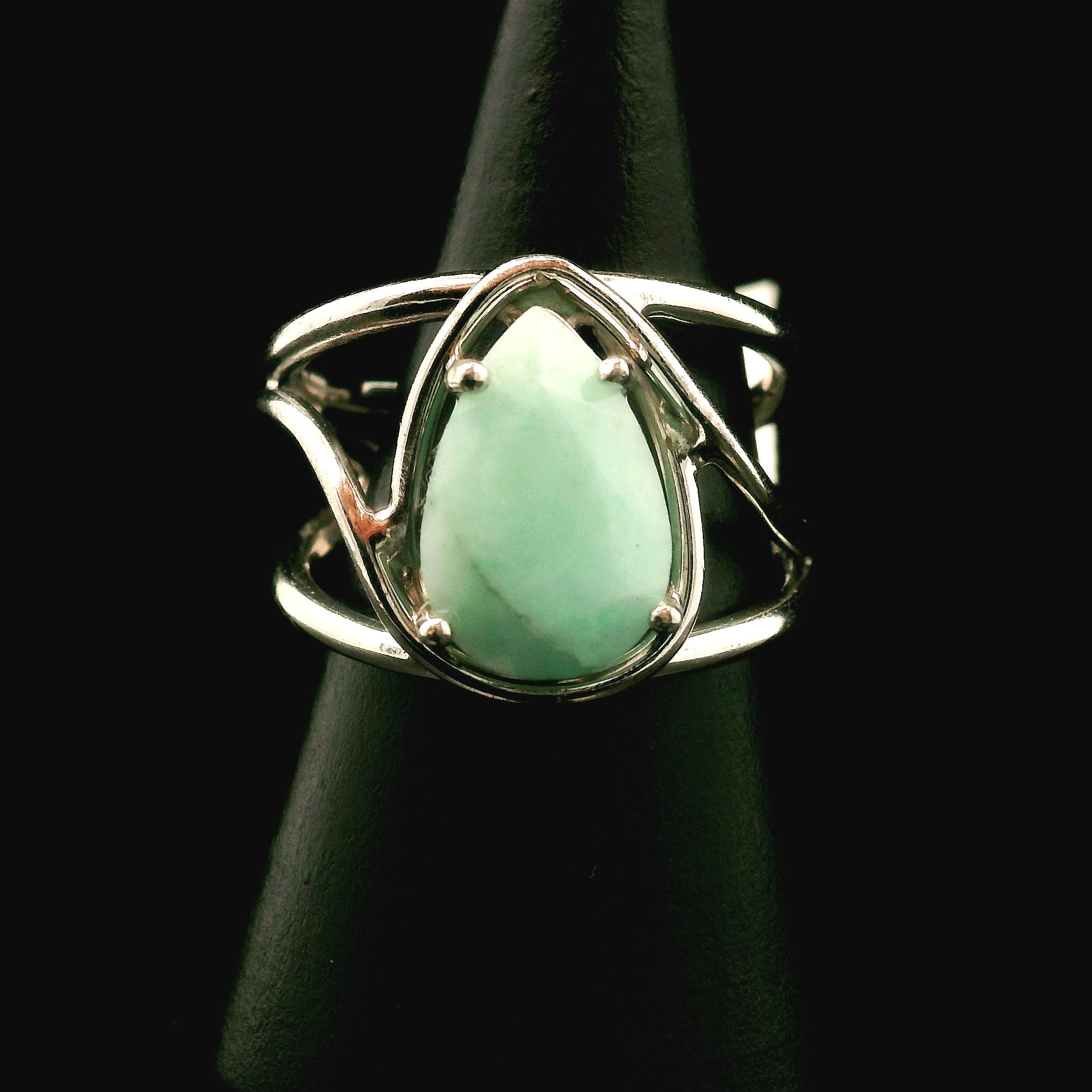 Amazonite Faceted Cuff Ring .925 Silver for Communication, Harmony and Hope