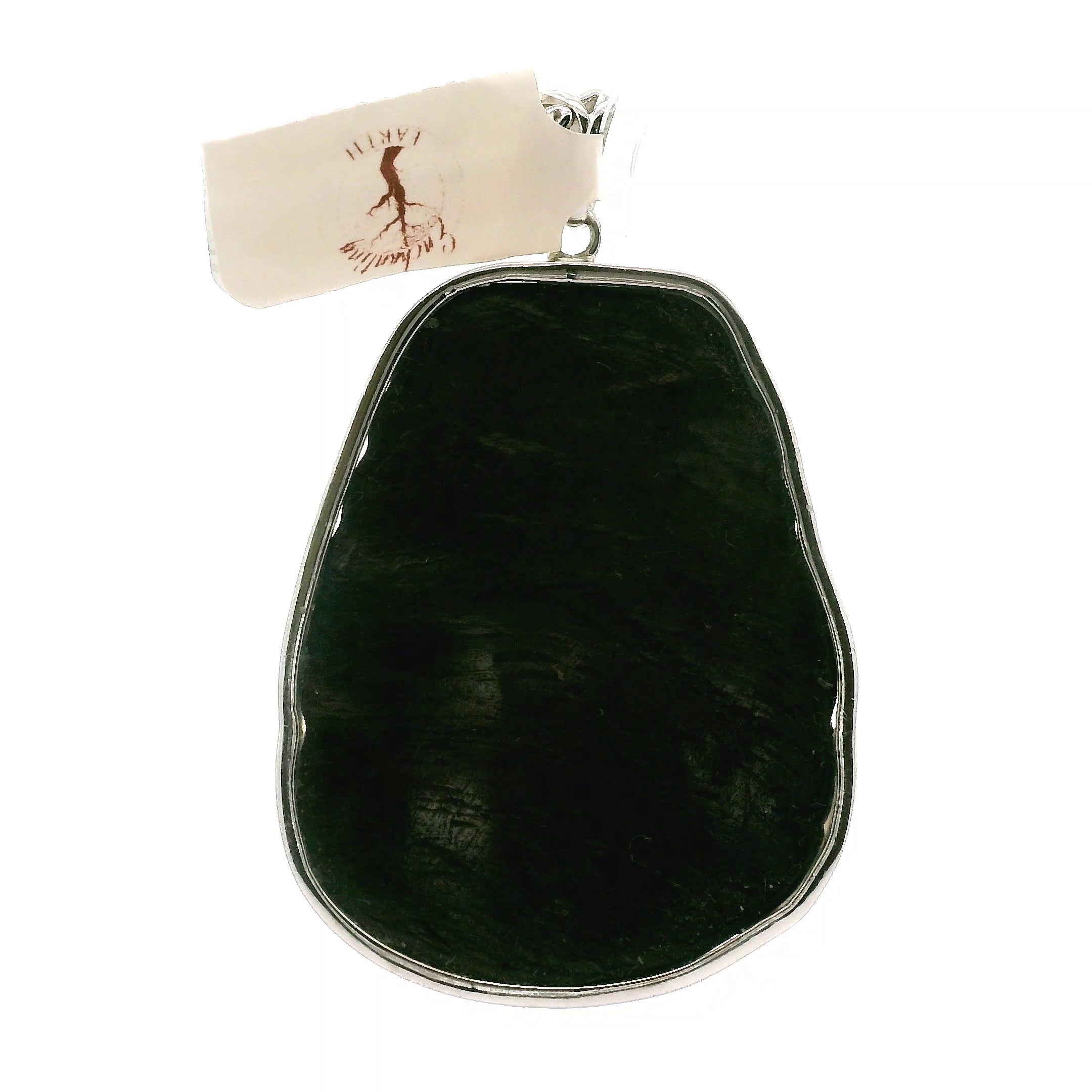 Hypersthene Large Nine-tails Carved Pendant .925 Silver for Calm, Magic and Improved Manifestation