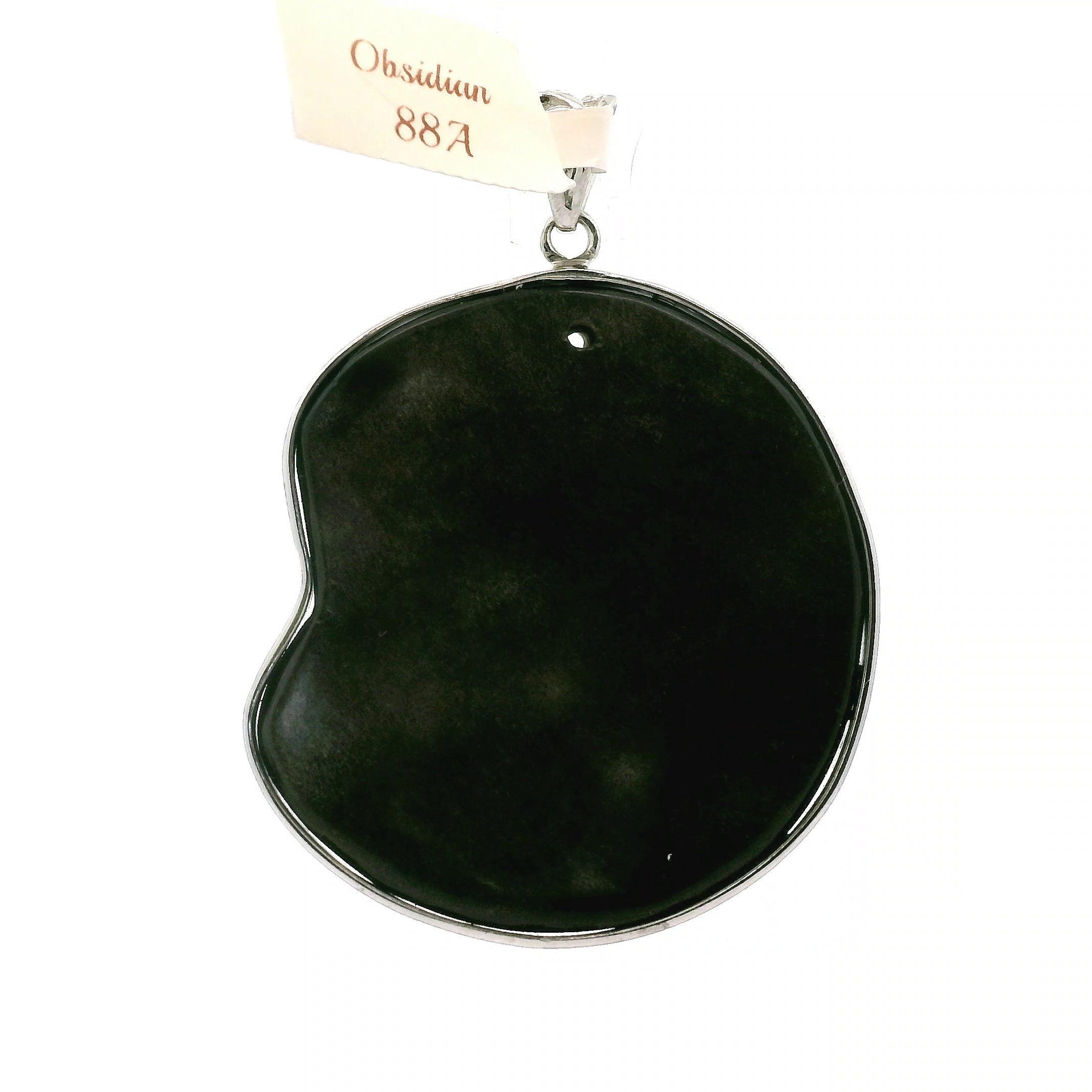 Sheen Obsidian Nine-tails Carved Pendant .925 Silver for Calm, Magic and Improved Manifestation