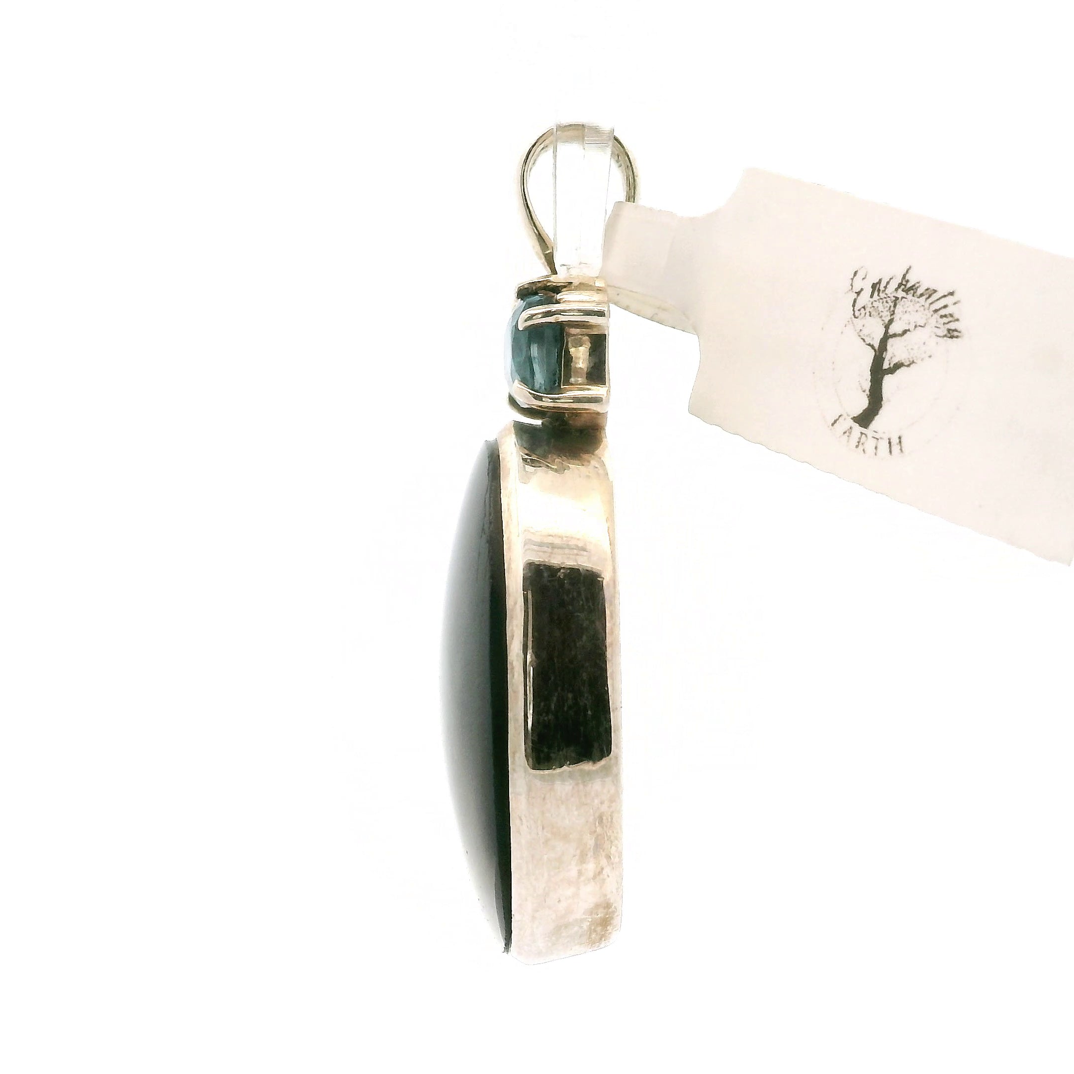 Black Star Diopside with Blue Kyanite Pendant 925 Silver for Anxiety Relief, Balance and Grounding
