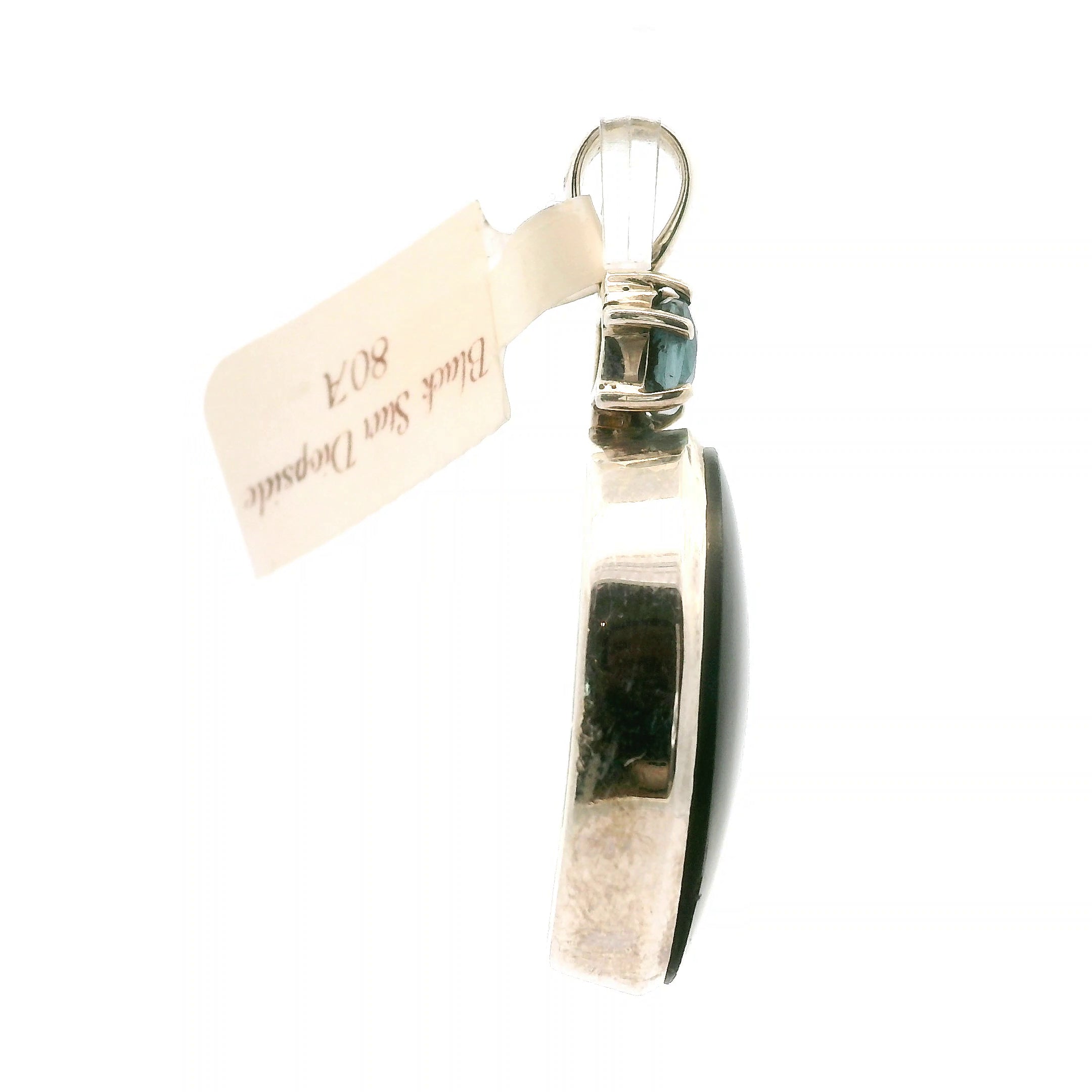 Black Star Diopside with Blue Kyanite Pendant 925 Silver for Anxiety Relief, Balance and Grounding