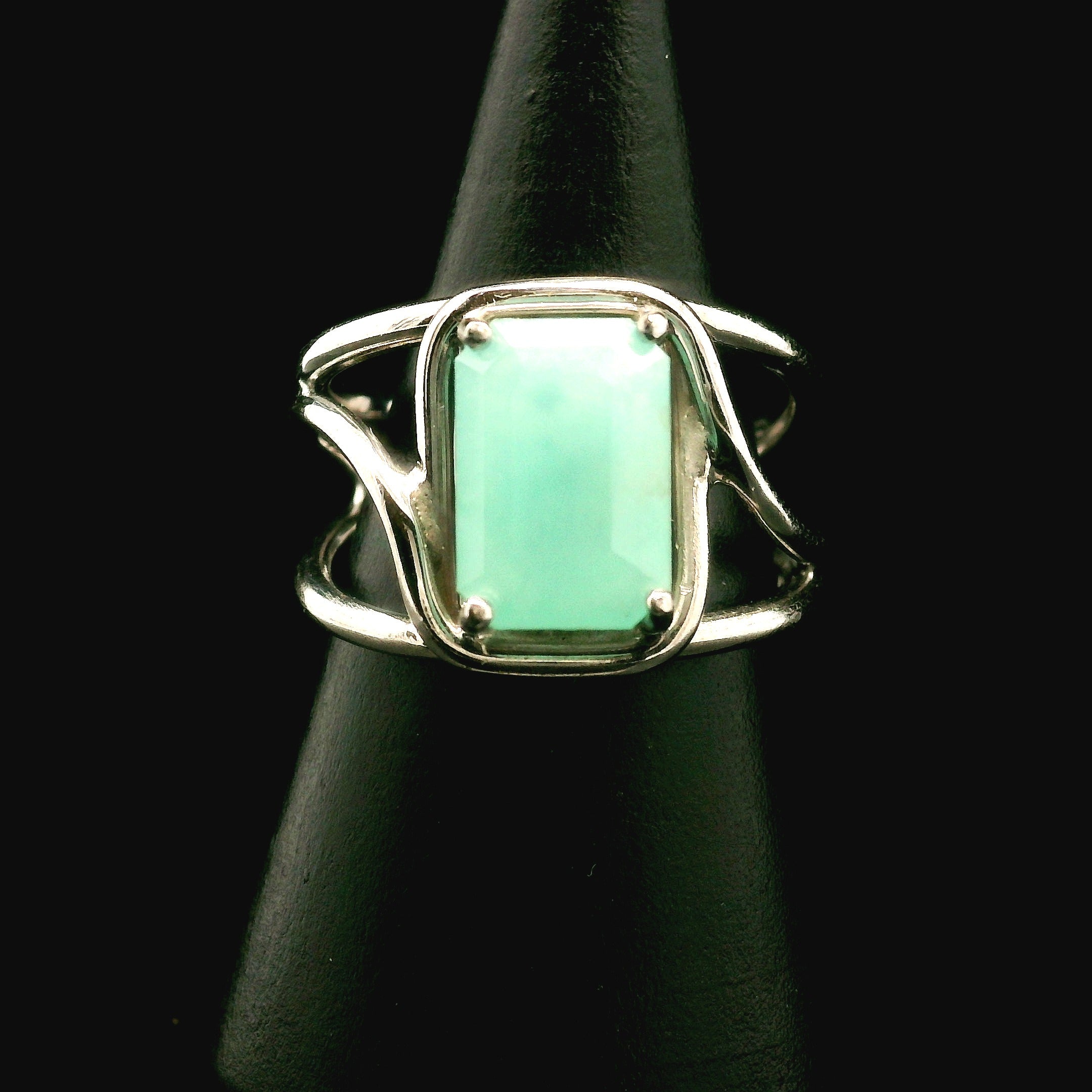 Smithsonite Cuff Ring 925 Silver for Emotional Healing, Compassion and Renewal