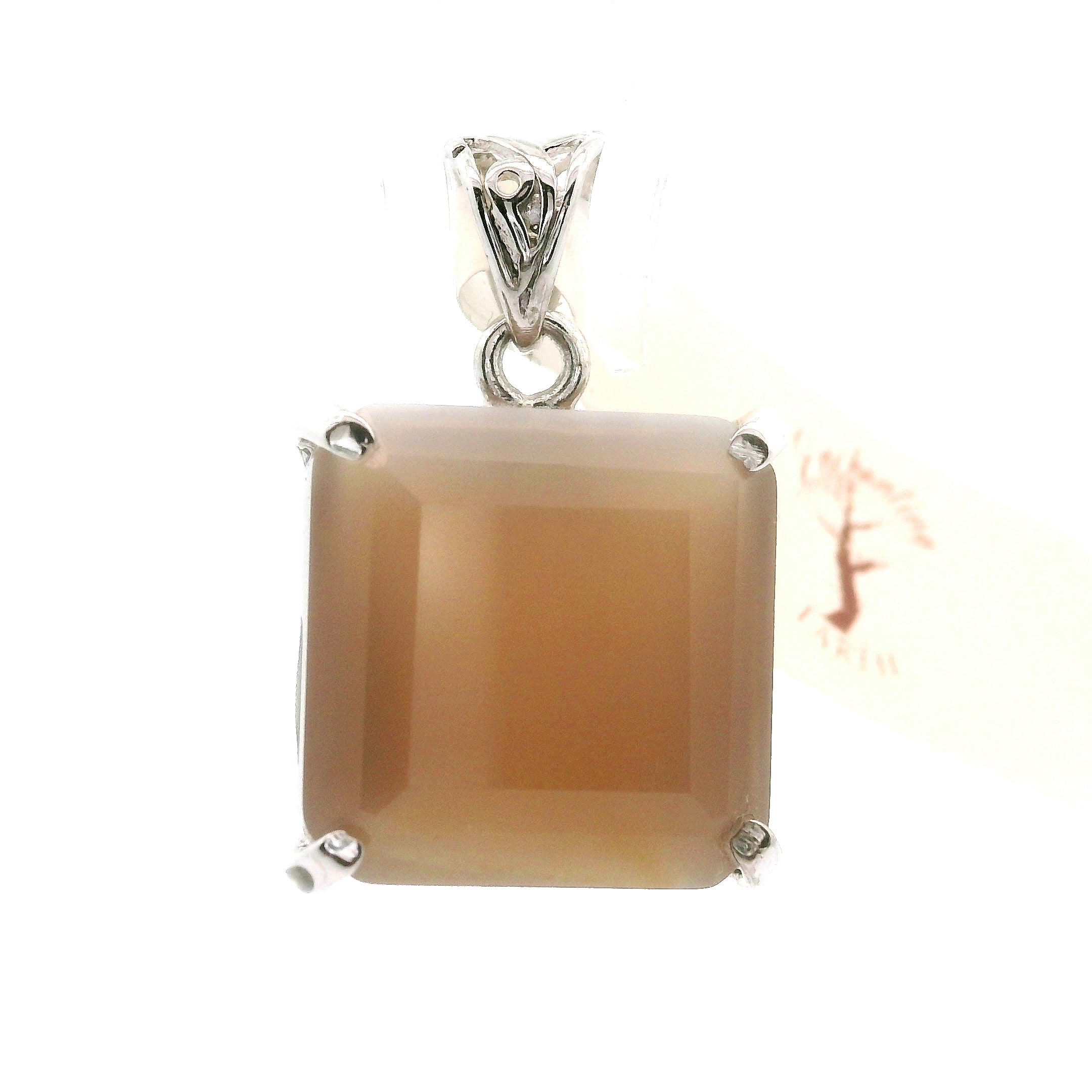 Peach Moonstone Pendant .925 Silver for New Beginnings, Artistic Expression, Creativity & Manifestation